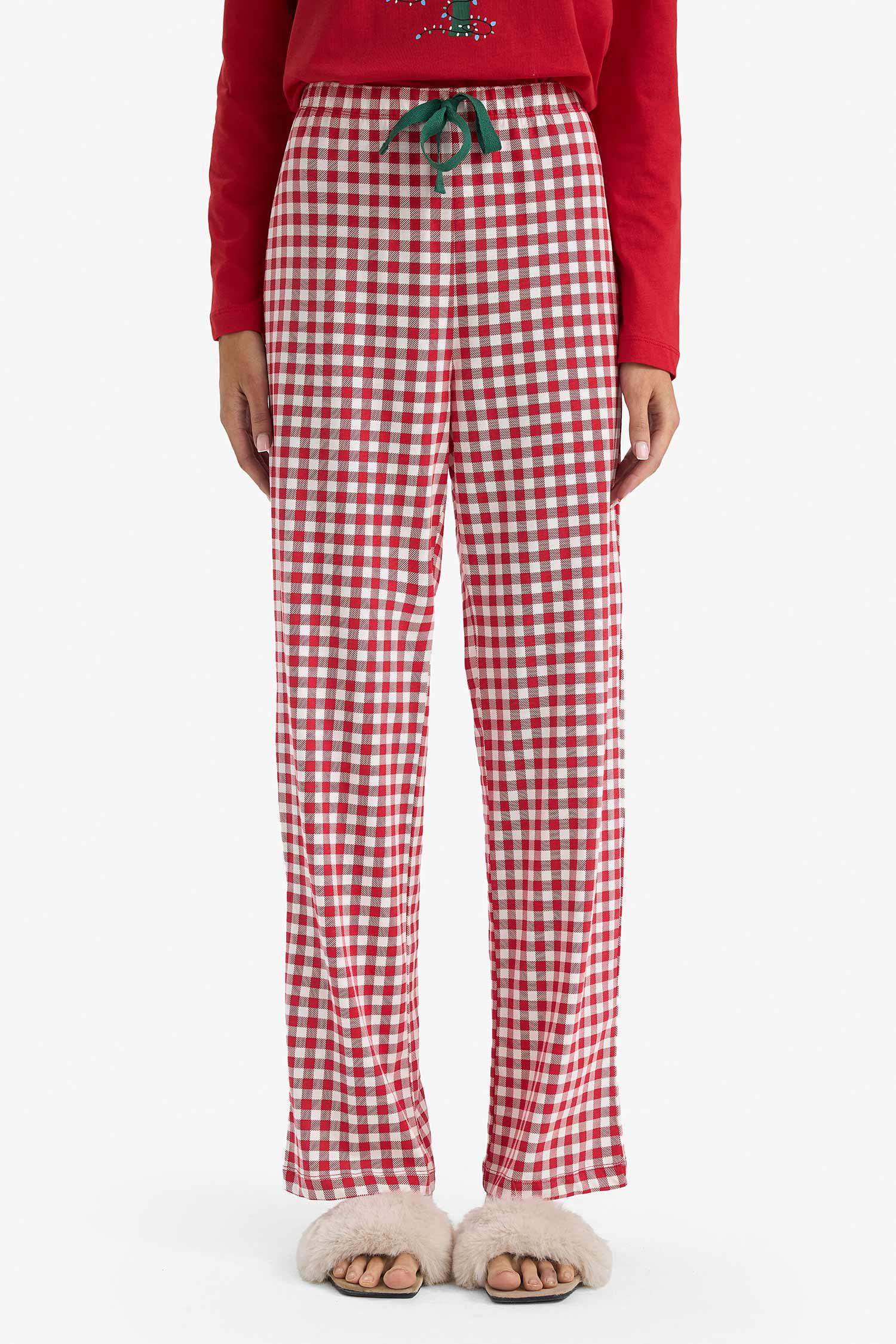طقم بيجاما قصة عادية كم طويل بطبعة كريسماس - قطعتين