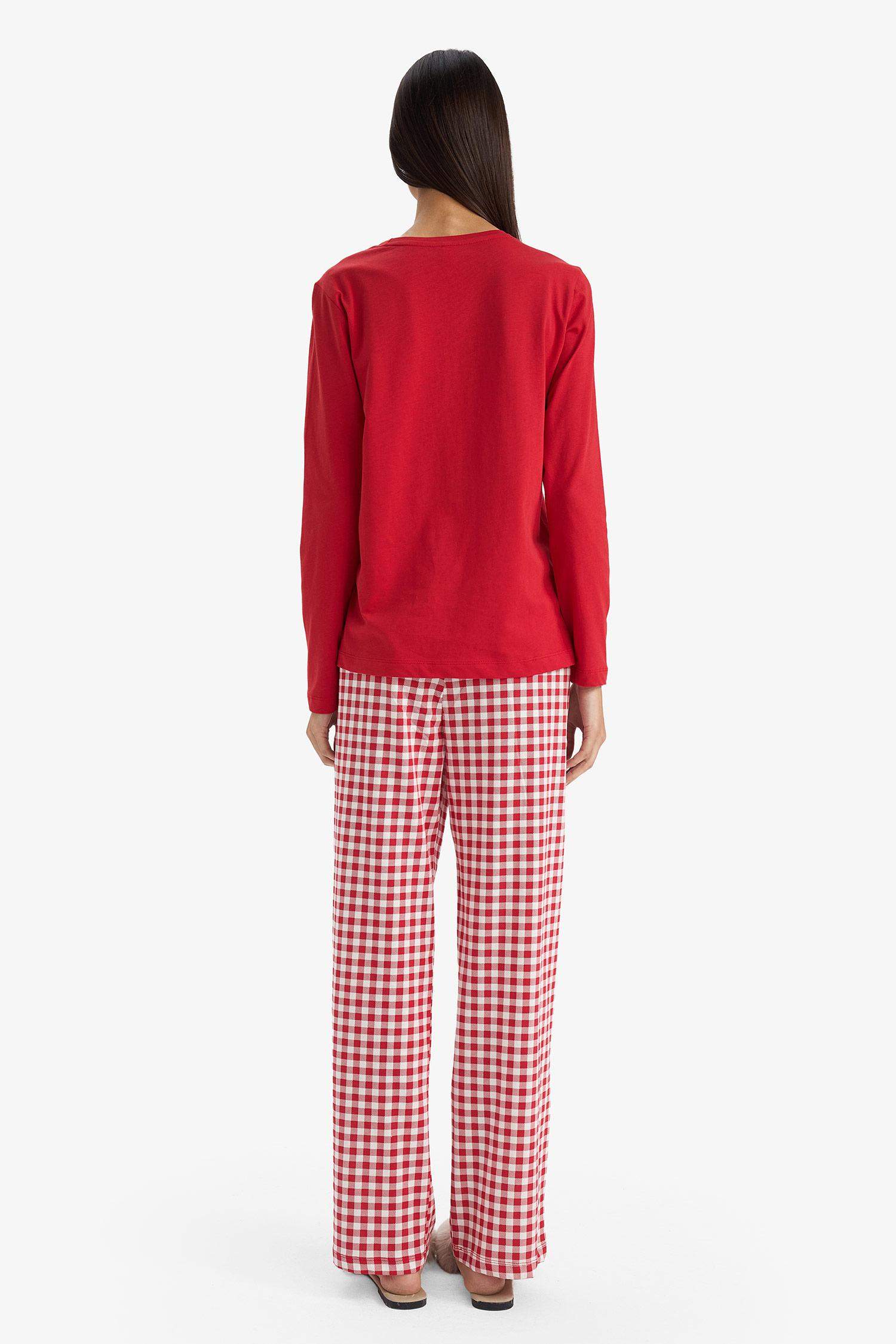 طقم بيجاما قصة عادية كم طويل بطبعة كريسماس - قطعتين