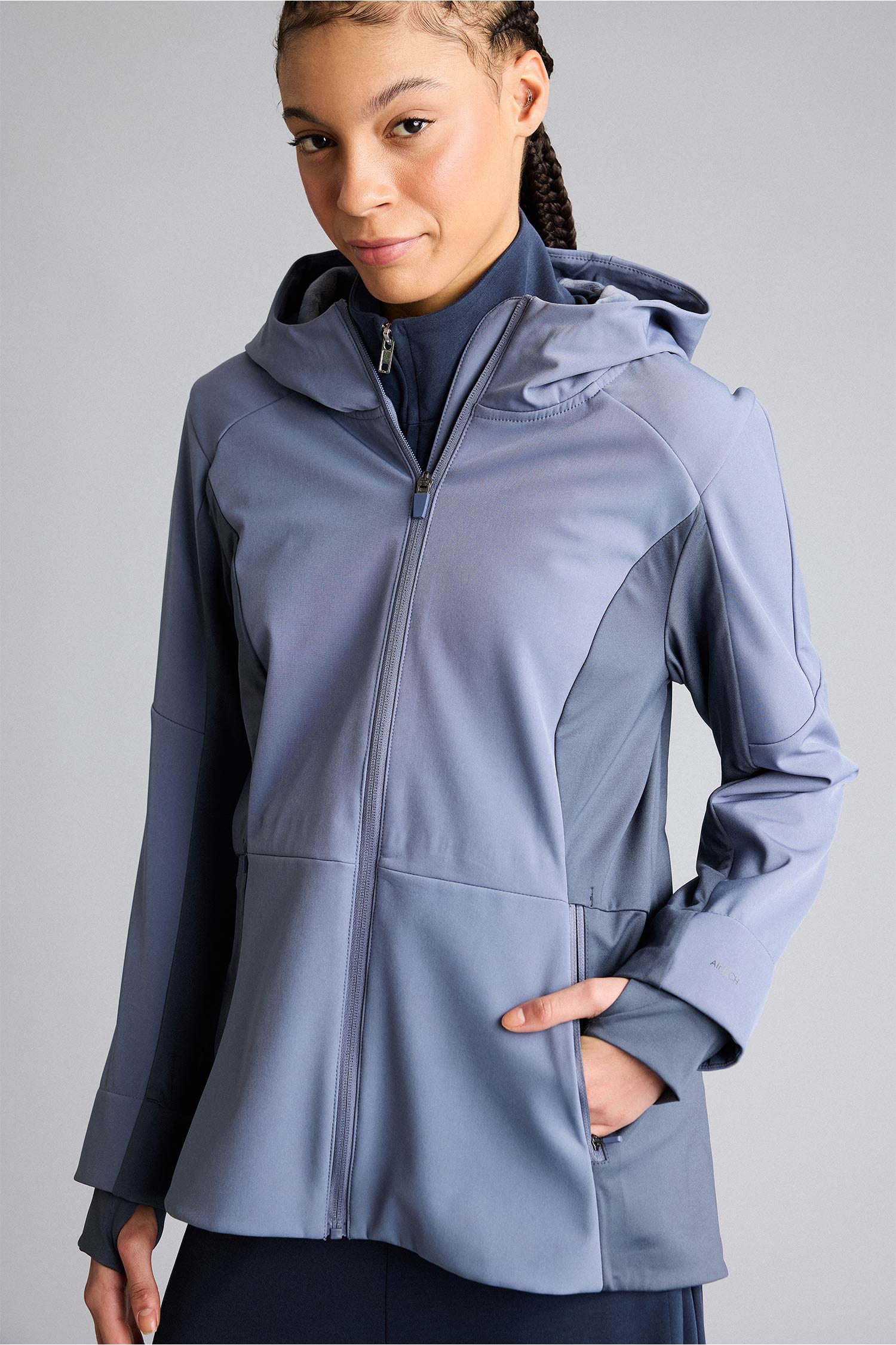 DeFacto Rüzgar Geçirmez Su İtici Slım Fıt Kapüşonlu Fermuarlı Softshell Mont görsel 3