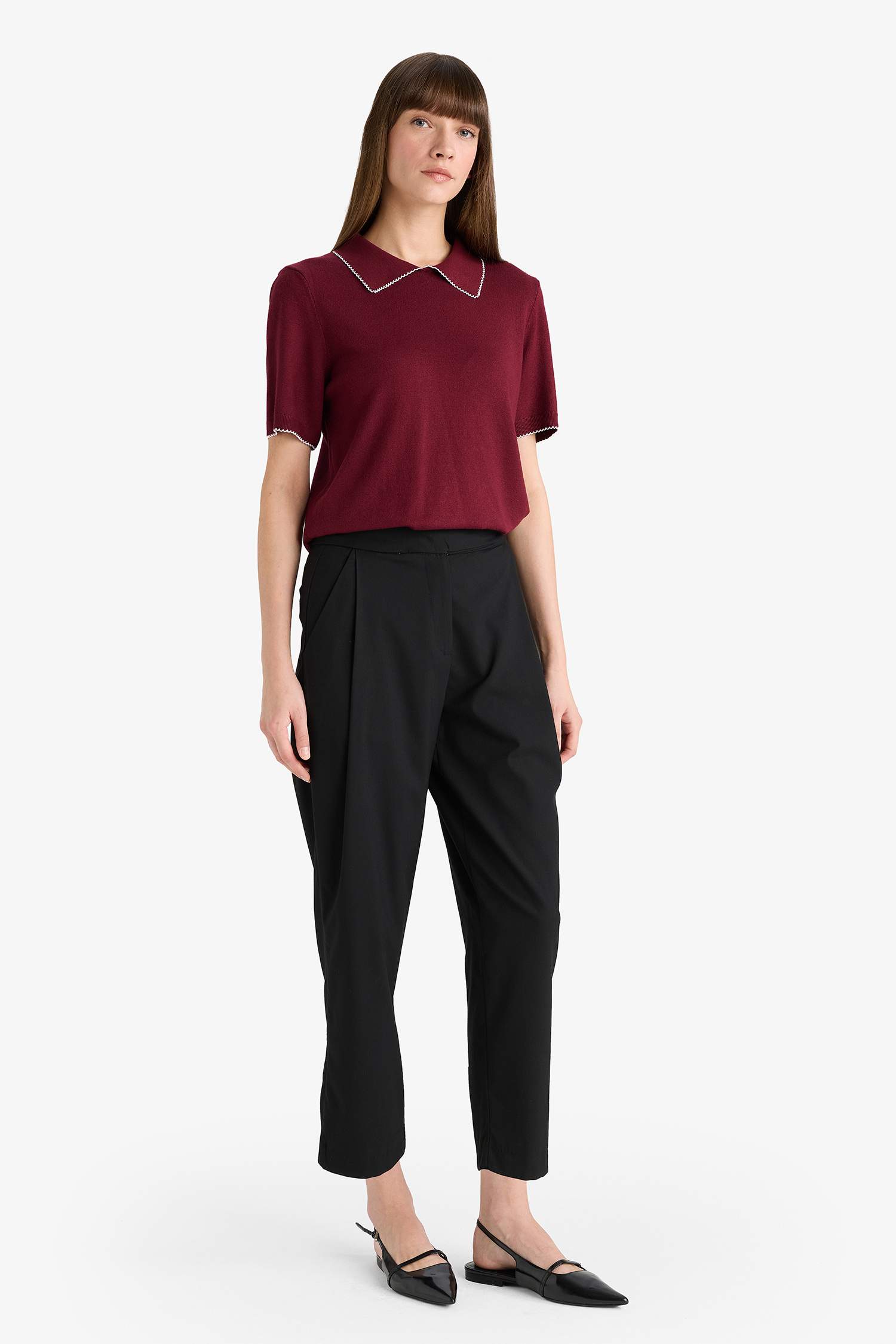 Barrel Fit Crop Ankle Length Trousers