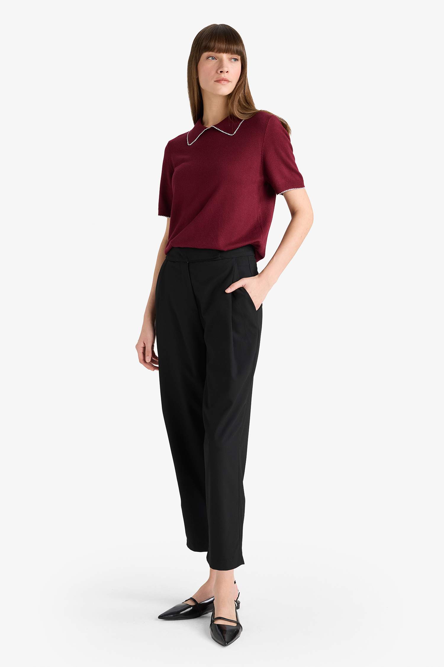 Barrel Fit Crop Ankle Length Trousers