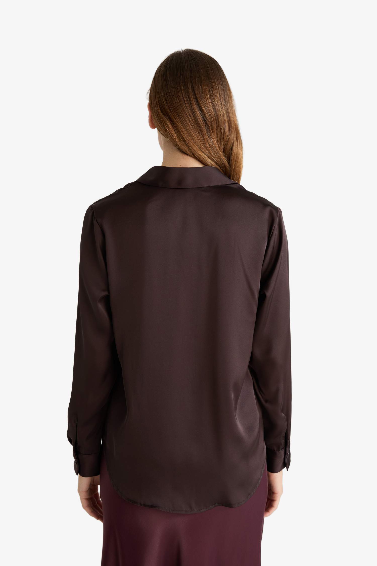 قميص ردن طويل ستان اوفر سايز بياقة قميص