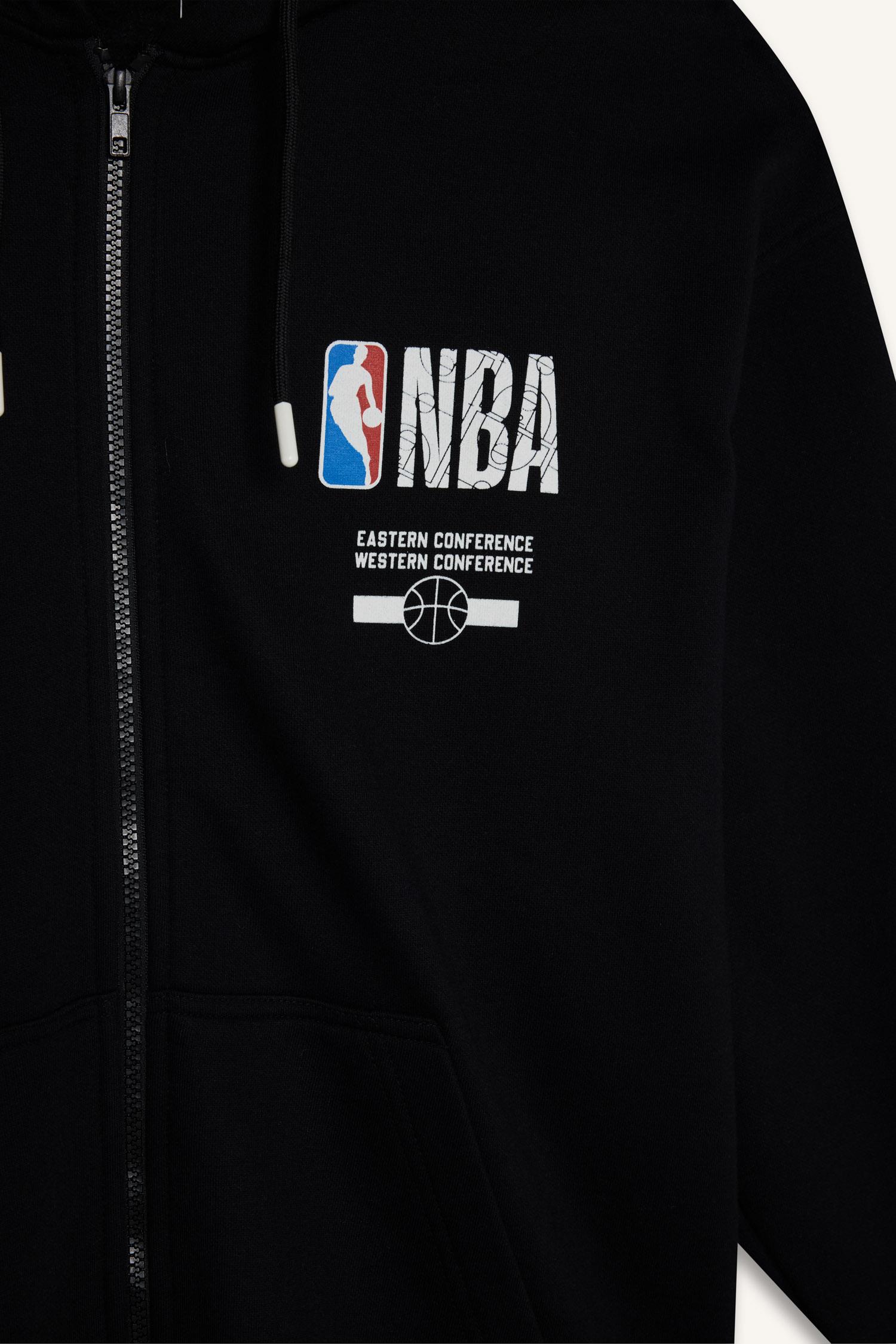 DeFacto Pamuklu NBA Wordmark Oversıze Kapüşonlu Fermuarlı Sweatshırt görsel 8