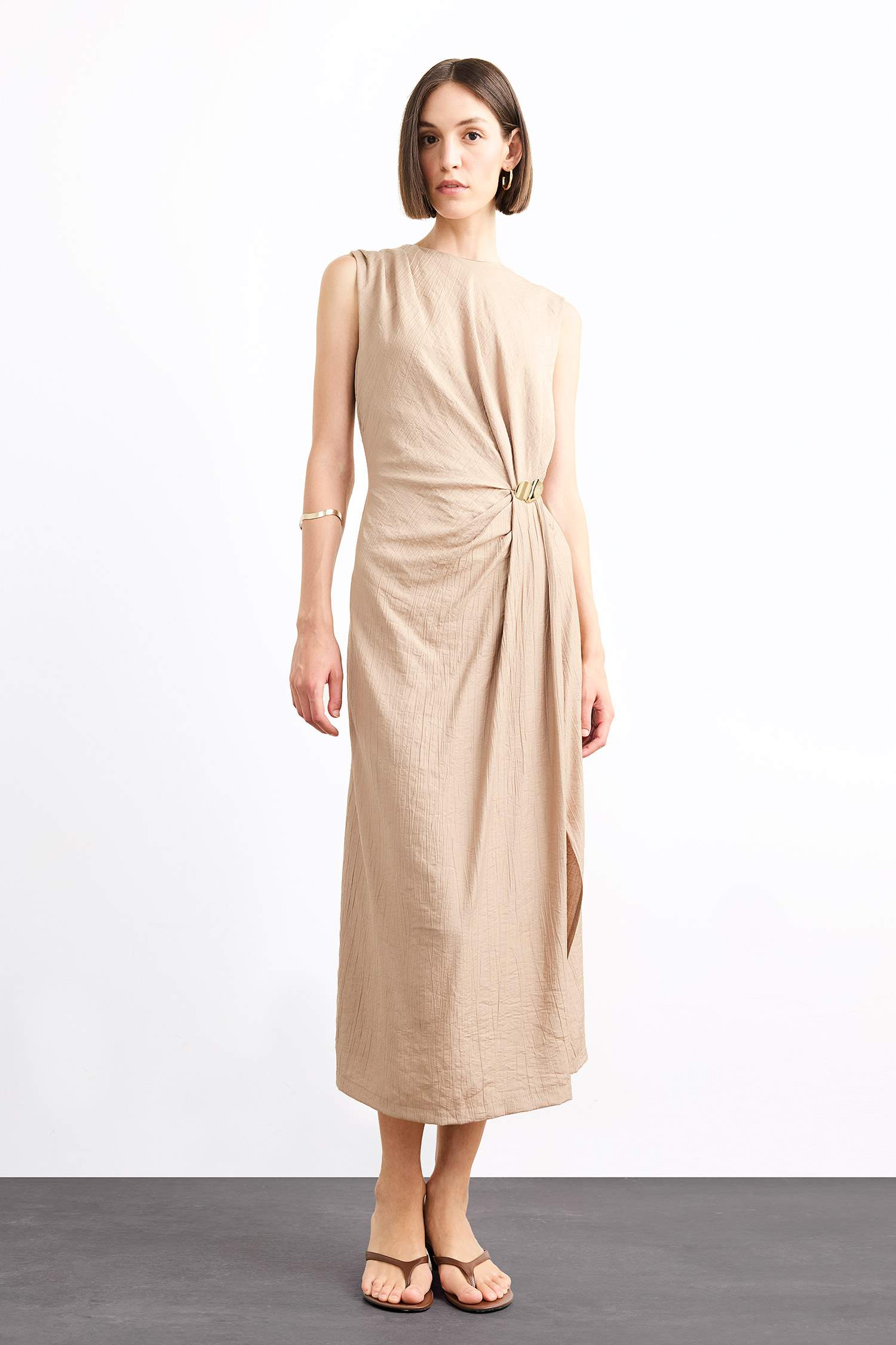 Slim Fit Poplin Sleeveless Dress