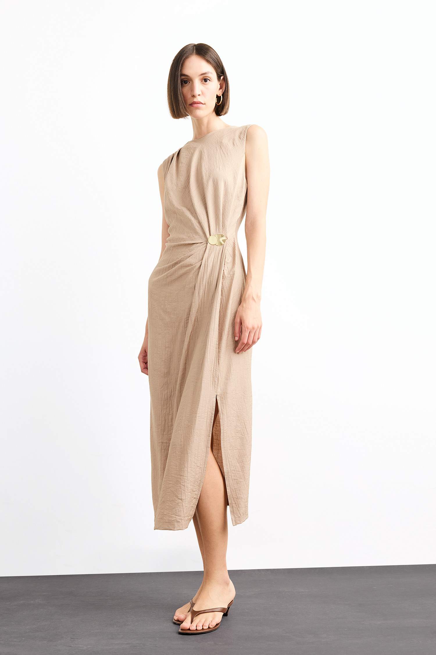 Slim Fit Poplin Sleeveless Dress