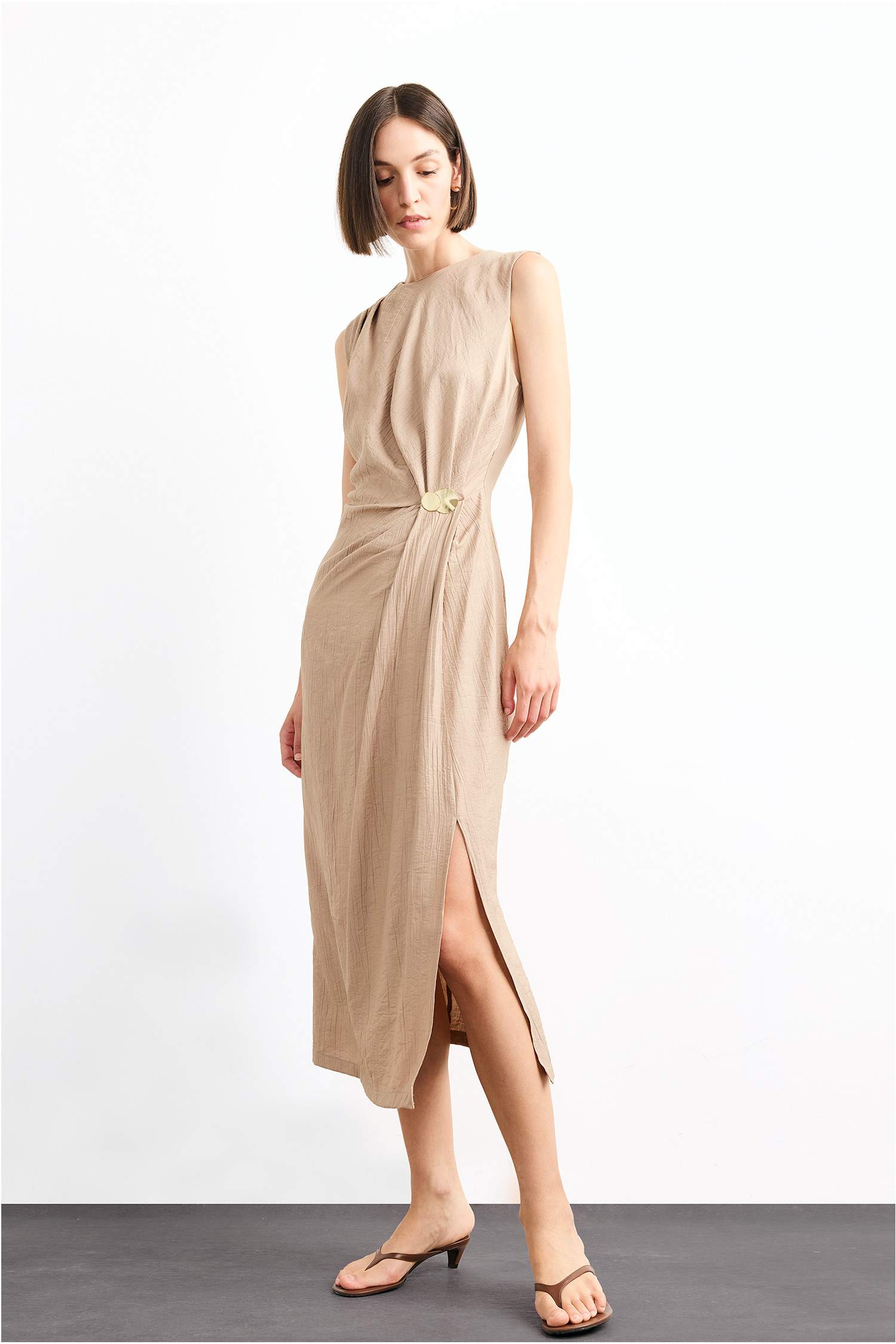 Slim Fit Poplin Sleeveless Dress