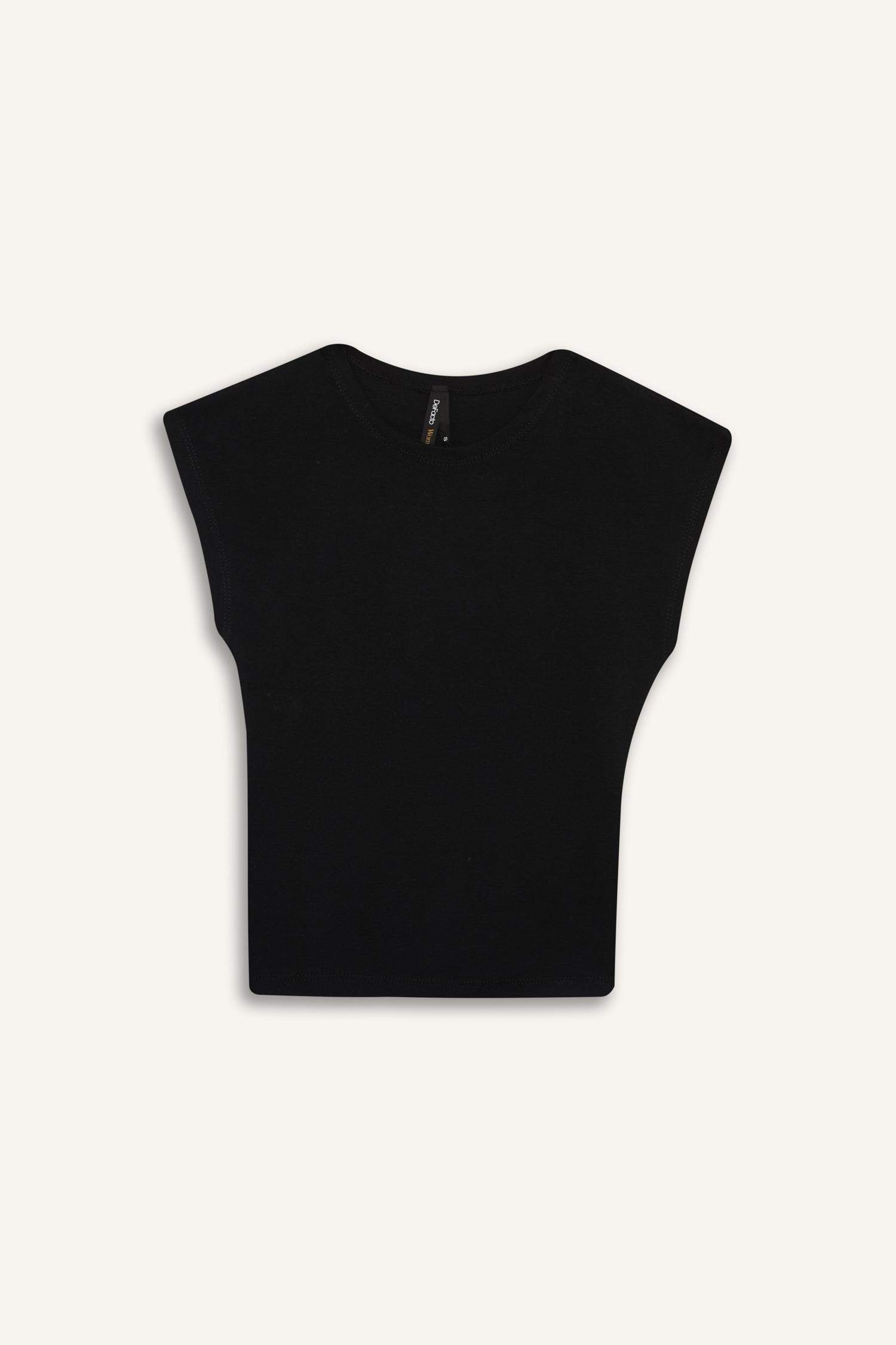 Fitted Bisiklet Yaka Kısa Kollu Tişört