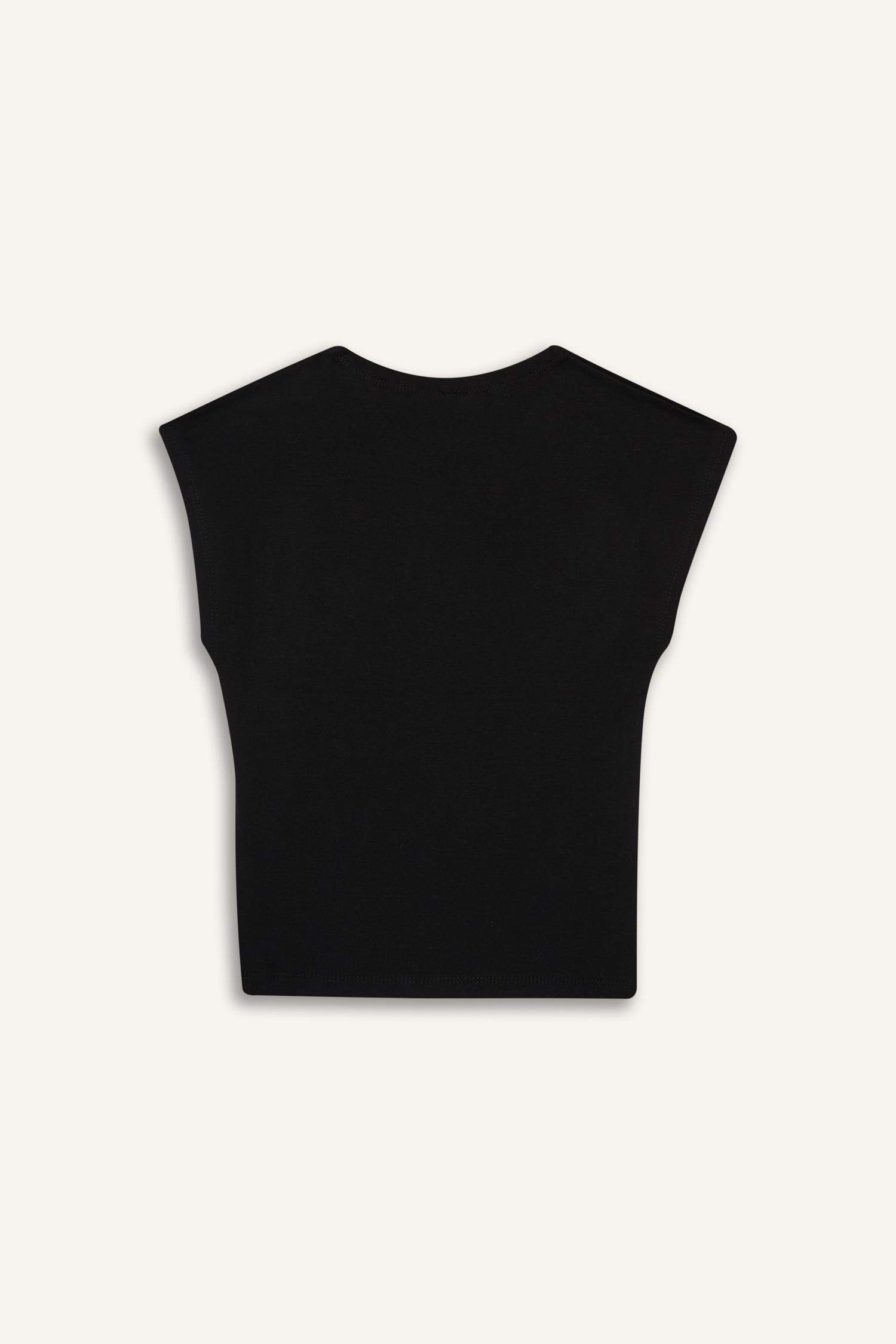 Fitted Bisiklet Yaka Kısa Kollu Tişört