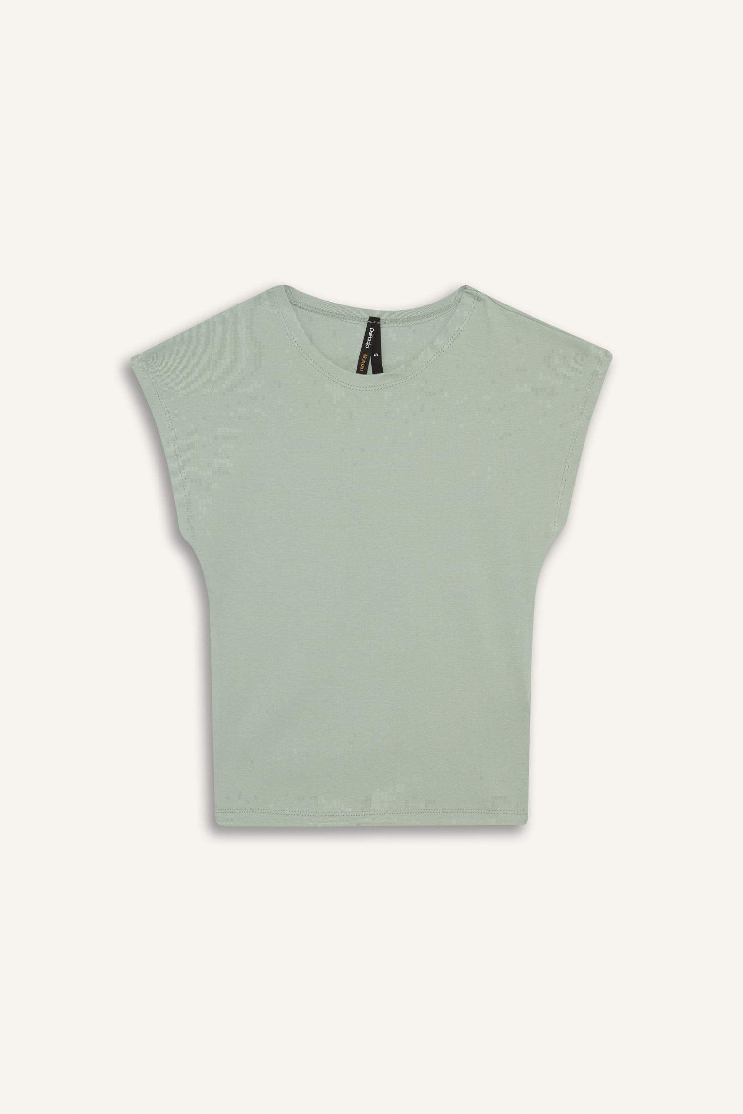 Fitted Bisiklet Yaka Kısa Kollu Tişört