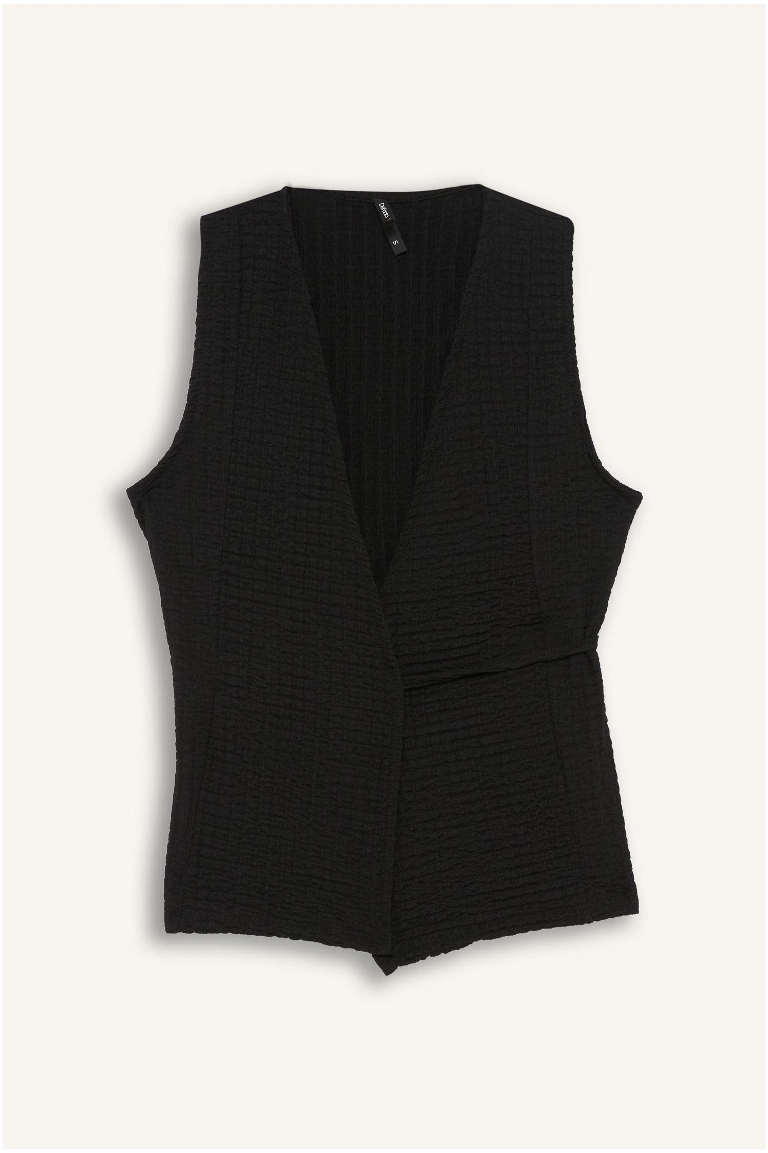 Fitted Önden Bağlamalı Bürümcük Kolsuz Bluz