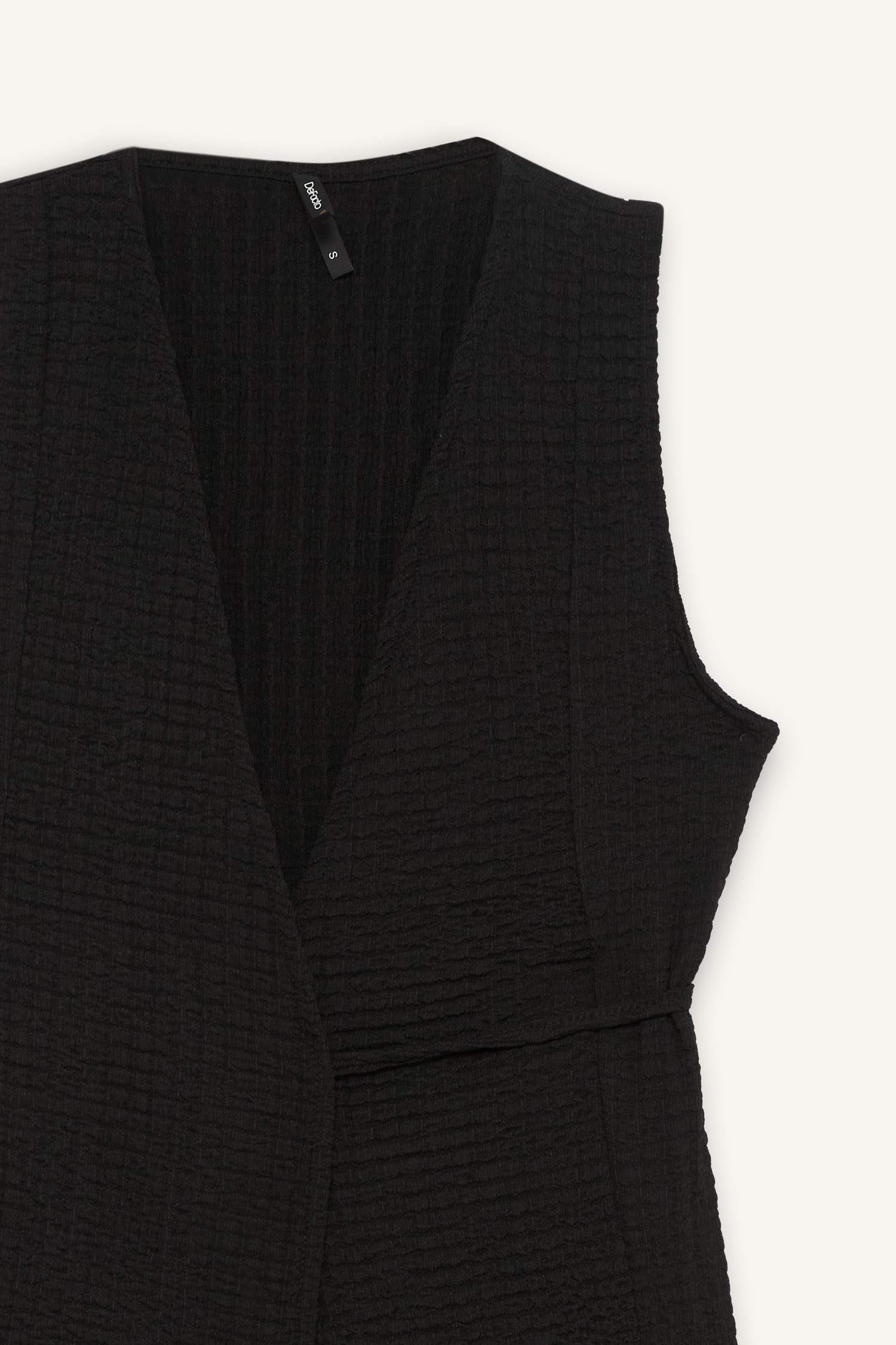 Fitted Önden Bağlamalı Bürümcük Kolsuz Bluz