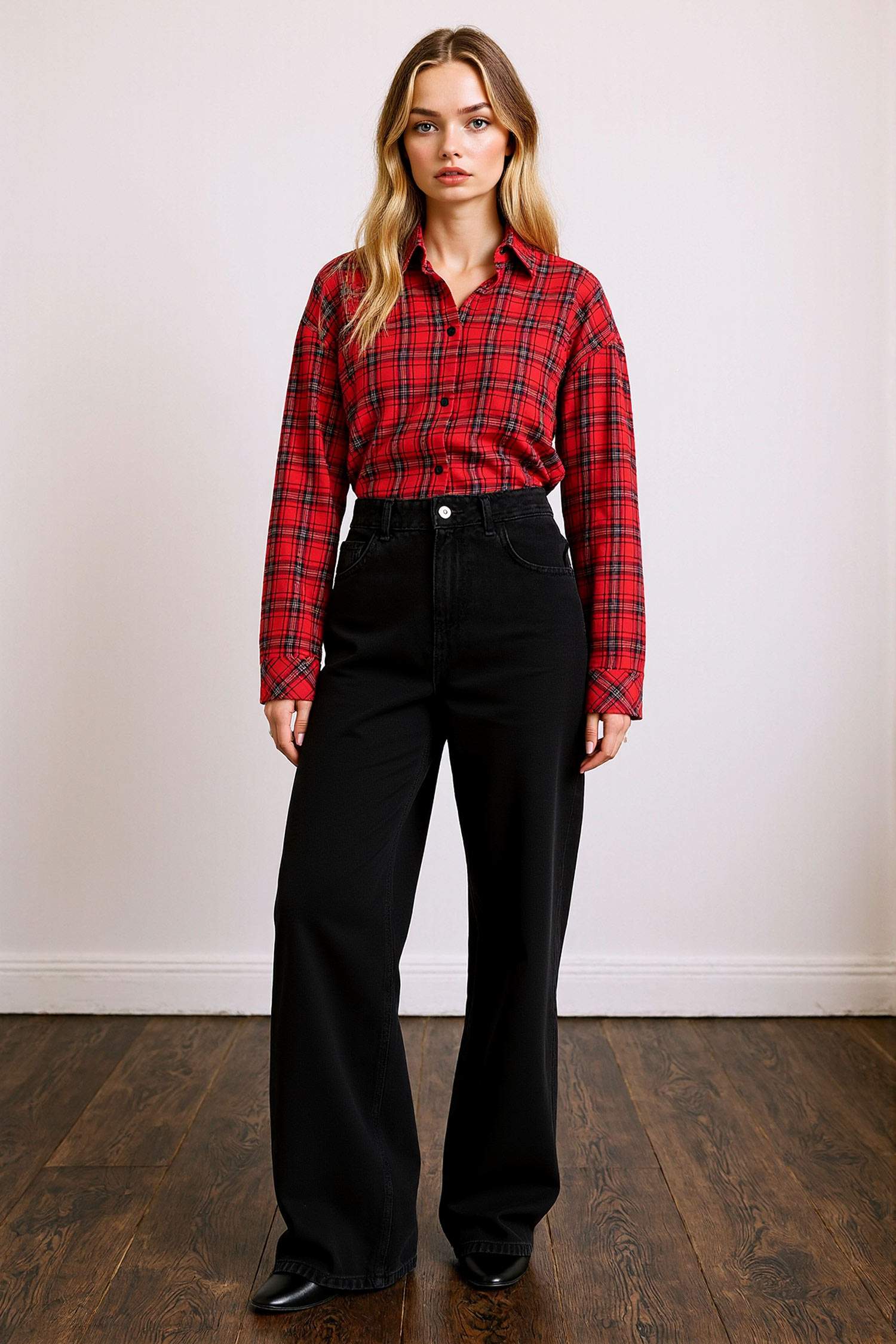Overshirt Fit Plaid Long Sleeve Shirt