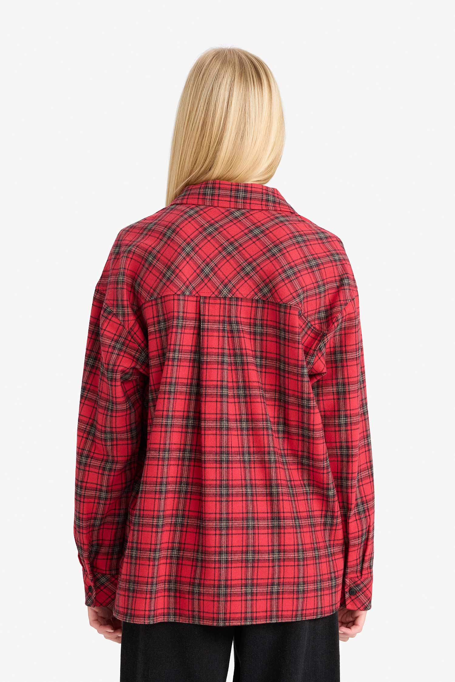 Overshirt Fit Plaid Long Sleeve Shirt