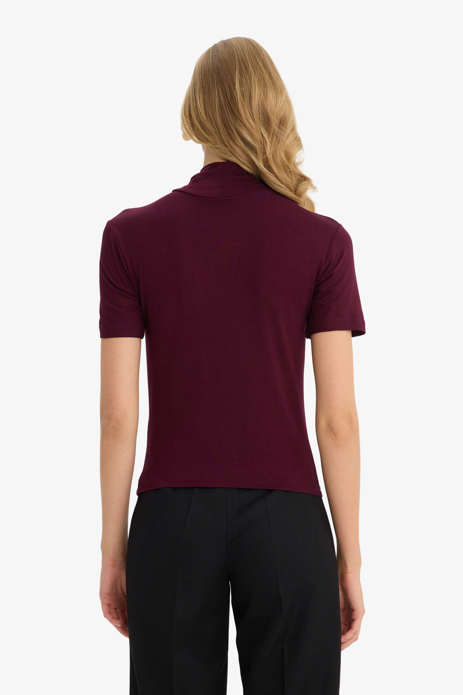 Slim Fit Dar Kesim Balıkçı Yaka Kısa Kollu Tişört