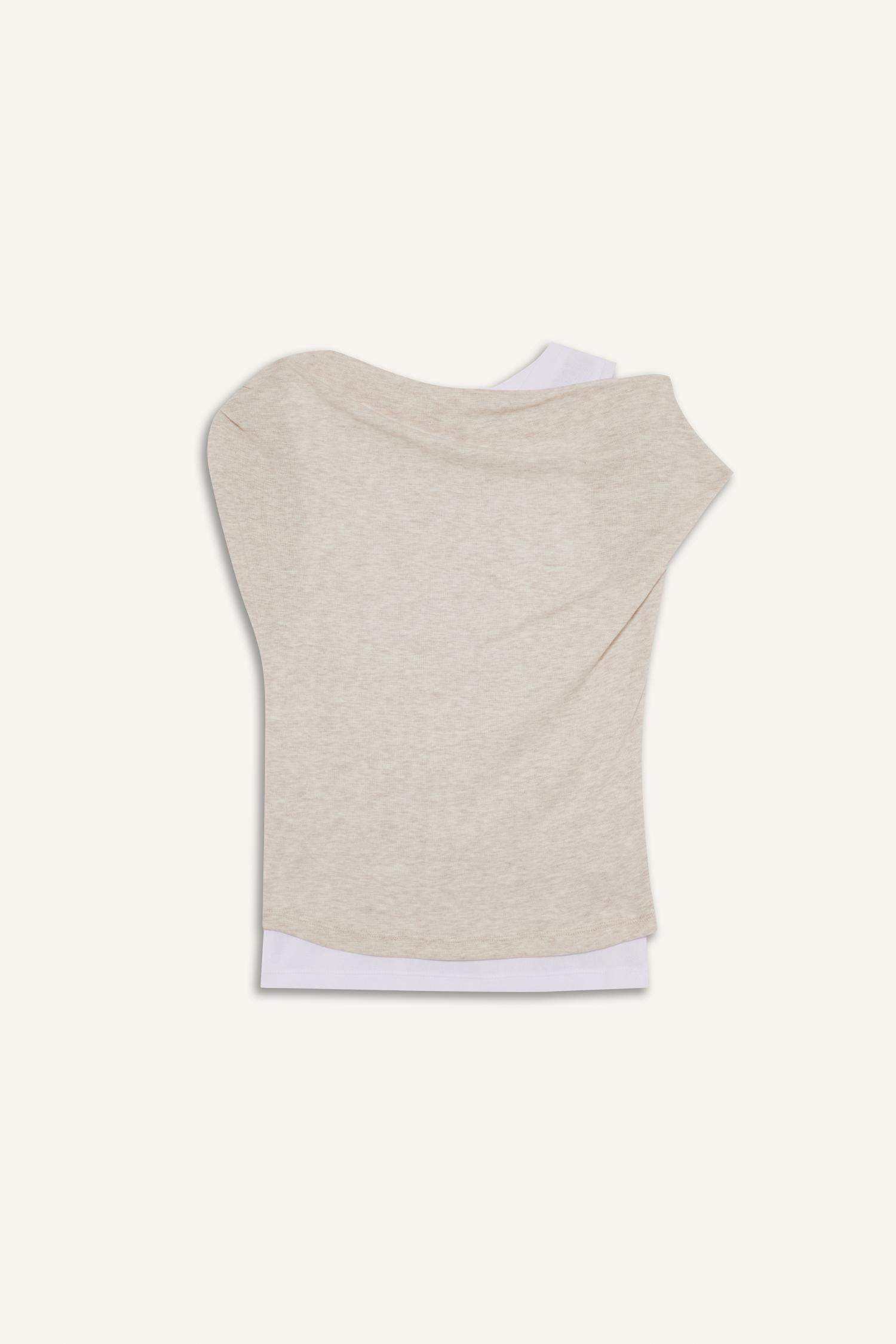Slim Fit One Shoulder Rib T-Shirt