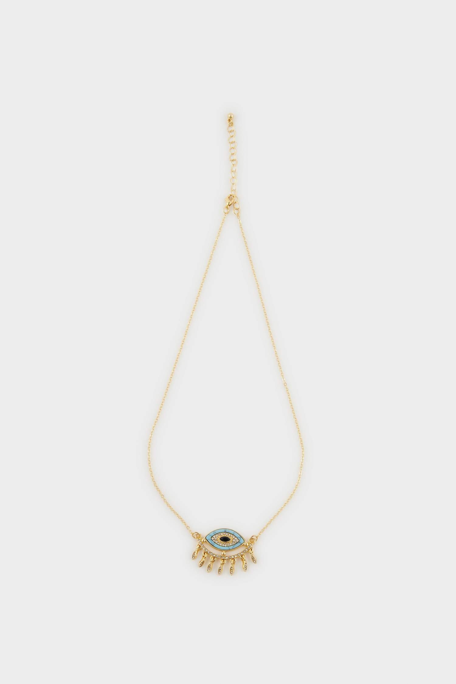 Kadın Çelik Mavi Göz Detaylı Kolye