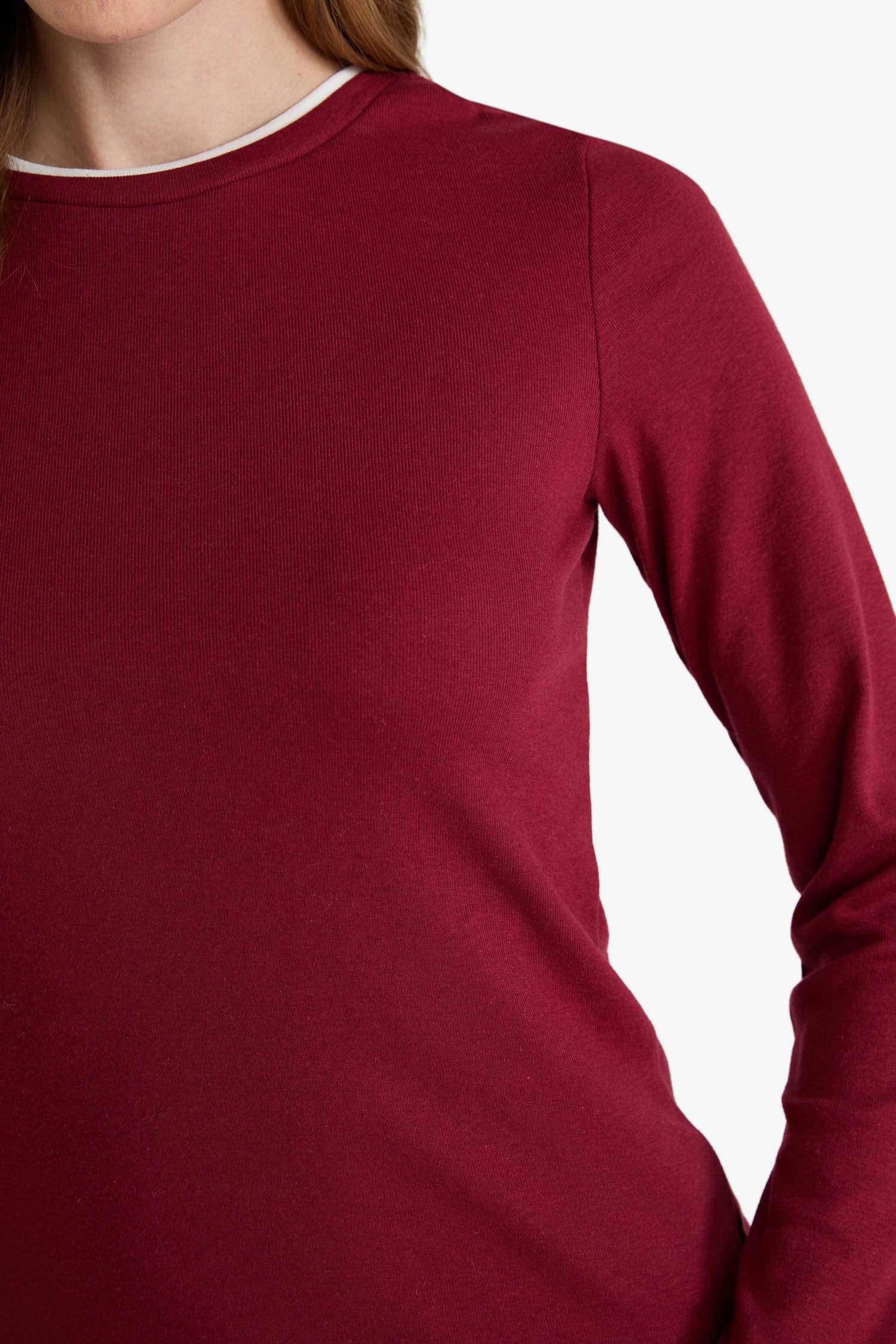 Regular Fit Bisiklet Yaka Uzun Kollu Ribana Üst