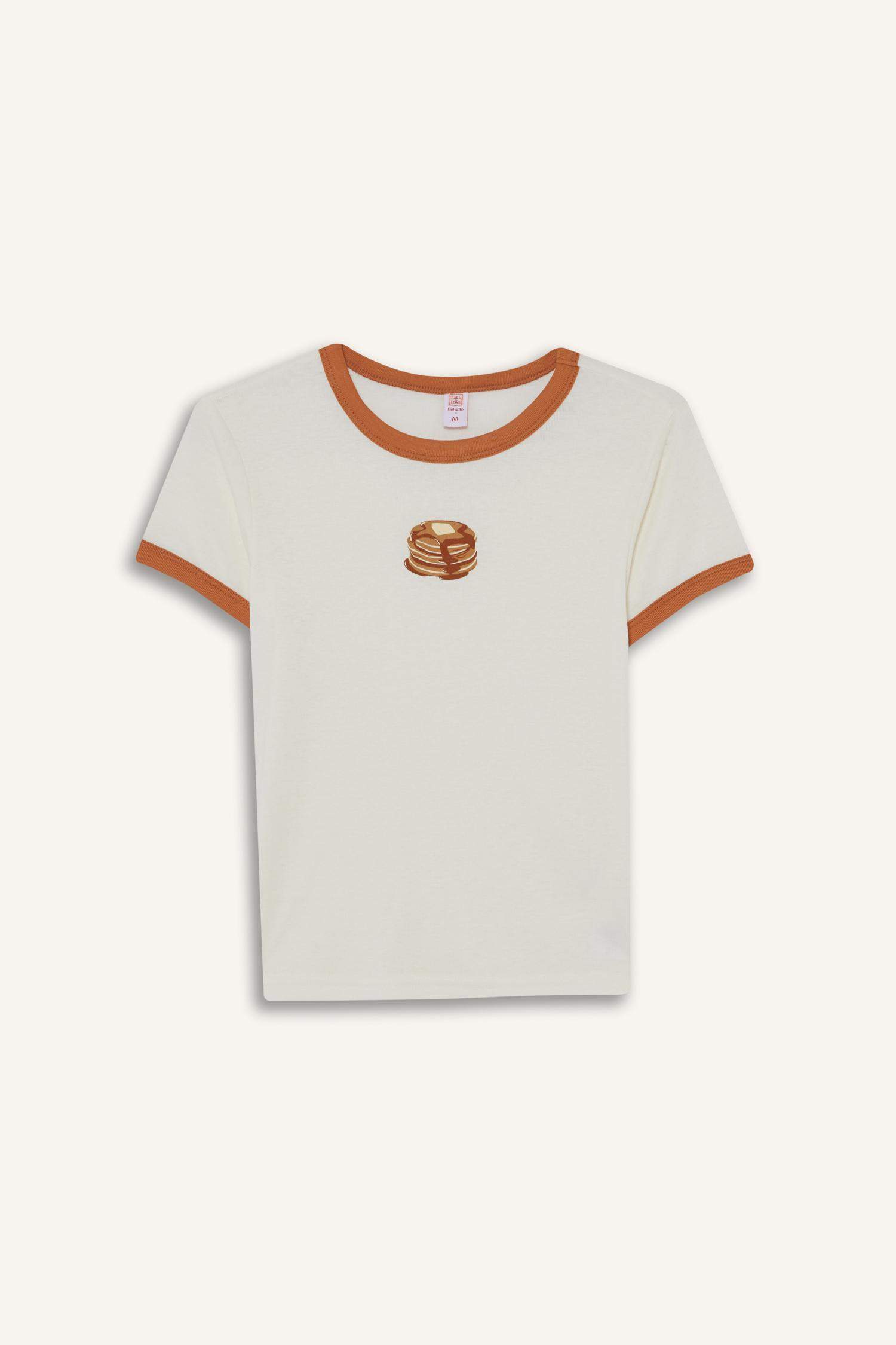 Fall in Love Fitted Crew Neck Printed Ribbed Top