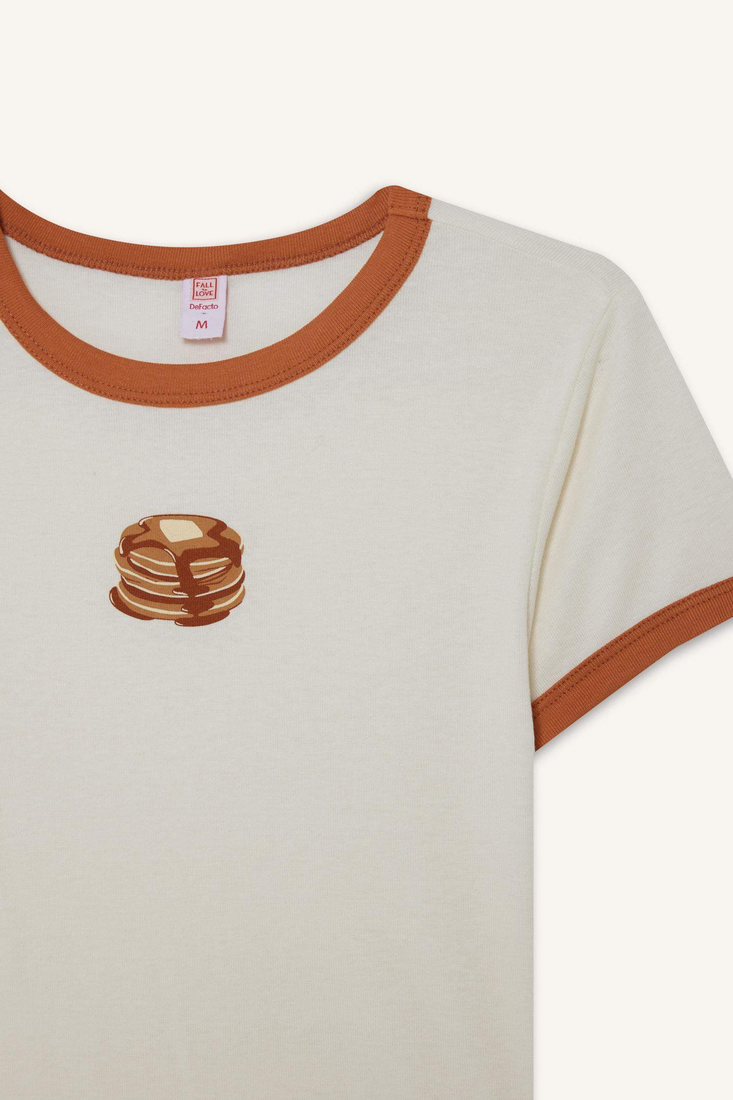 Fall in Love Fitted Crew Neck Printed Ribbed Top