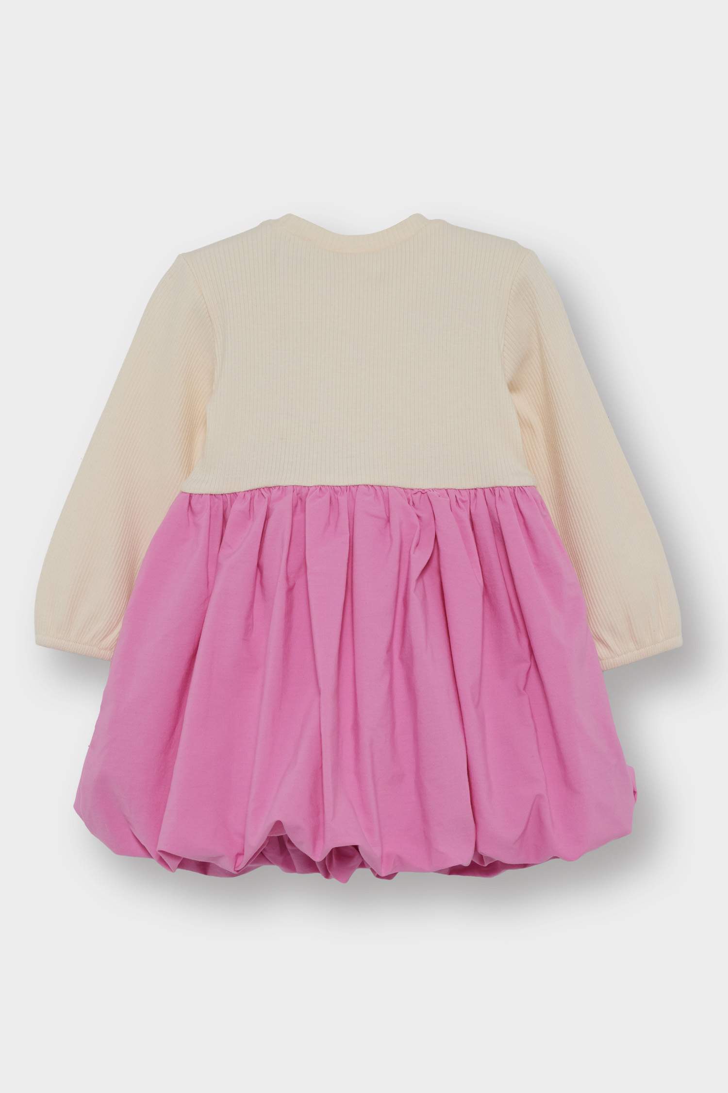 فستان بيبي بناتي مضلع بالون فيت ردن طويل بياخة مستديرة