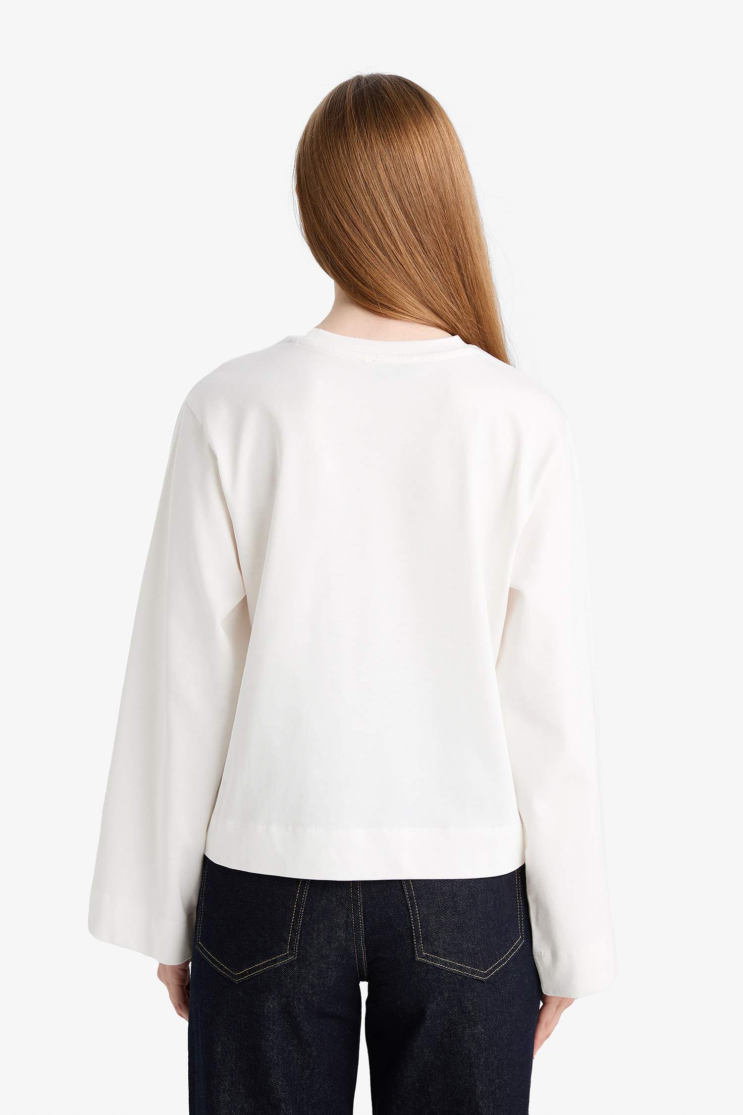 تونيك ردن طويل قصة عادية بياقة مستديرة