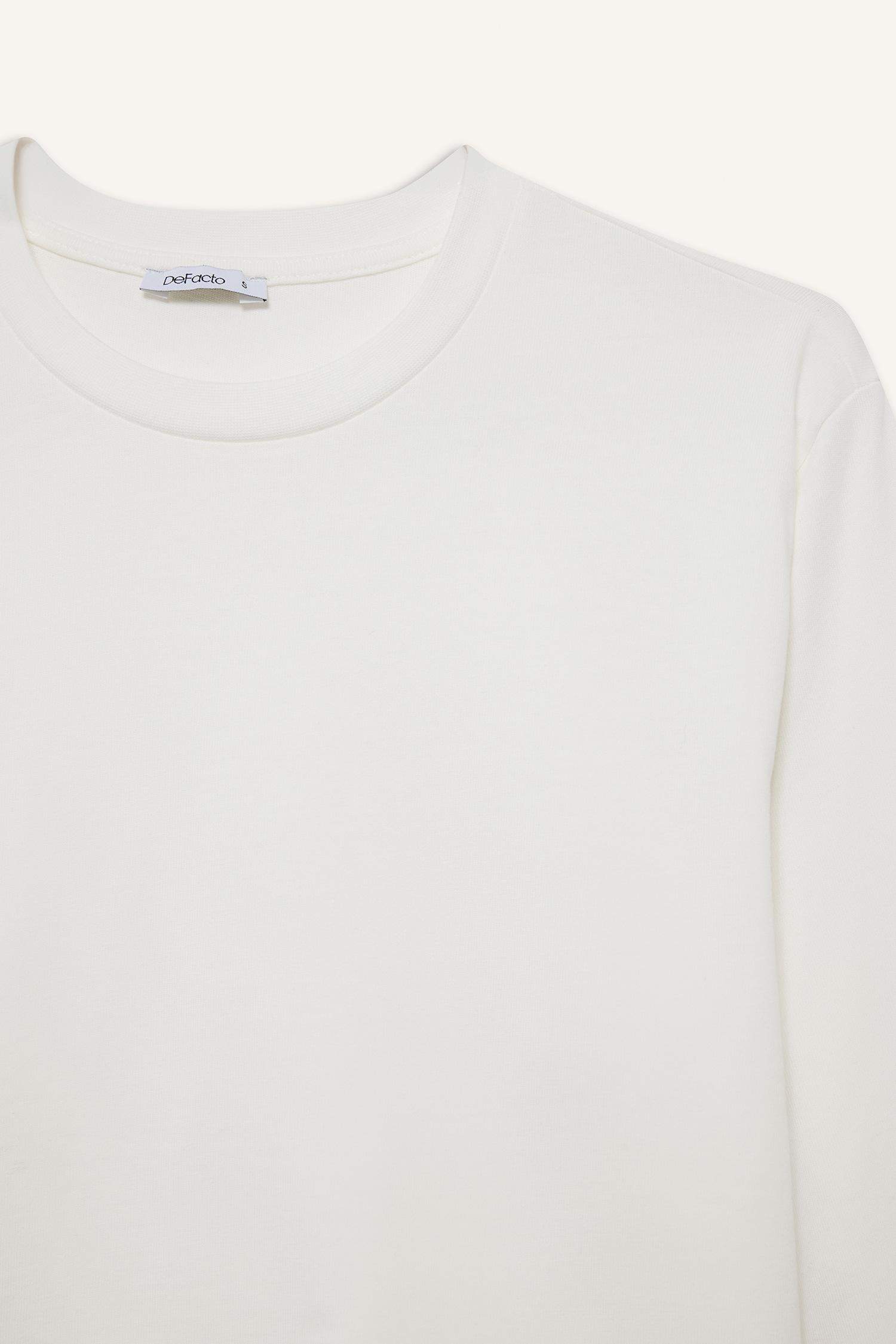 تونيكة كم طويل قصة عادية برقبة مستديرة