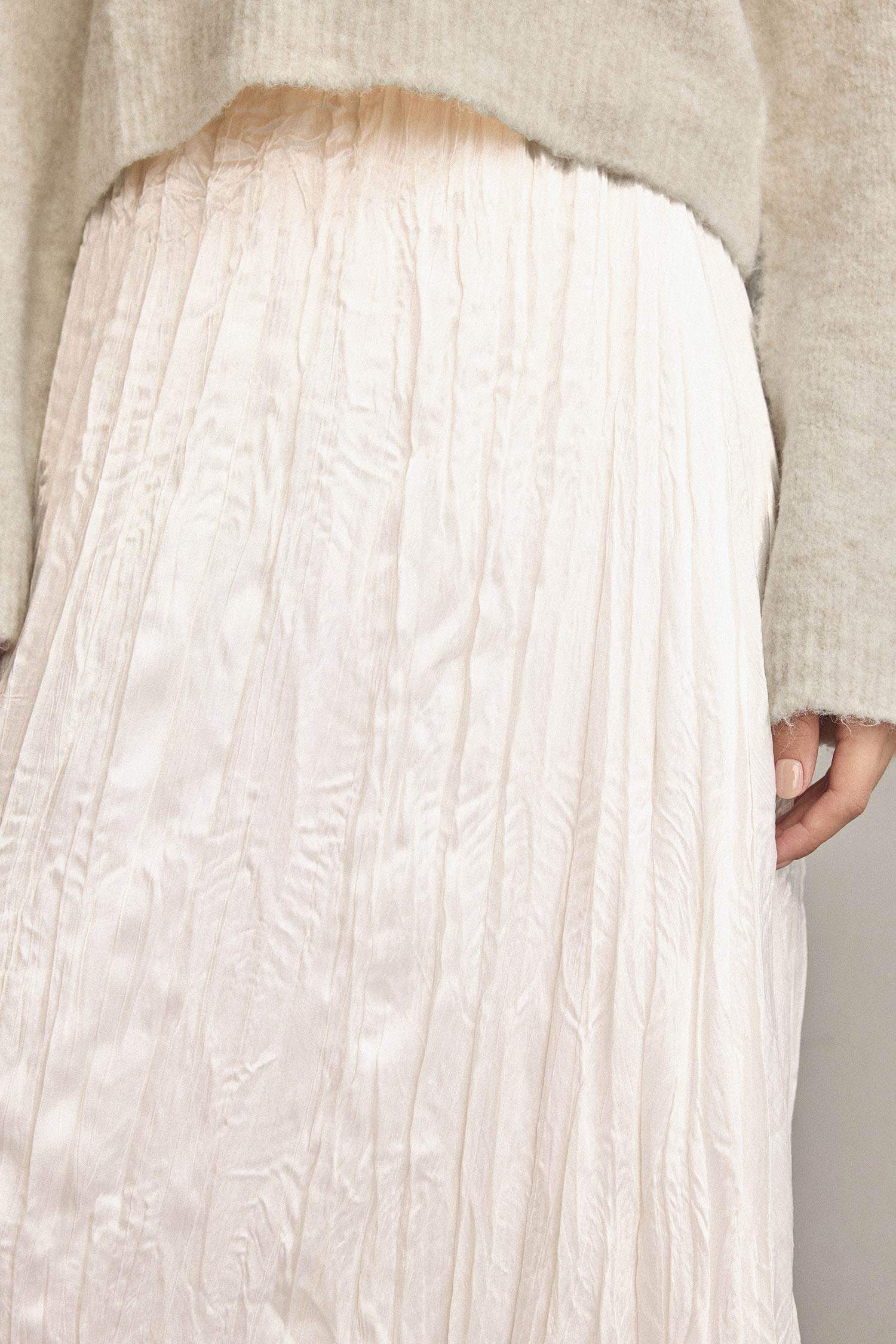 Relax Fit Beli Lastikli Saten Maxi Etek