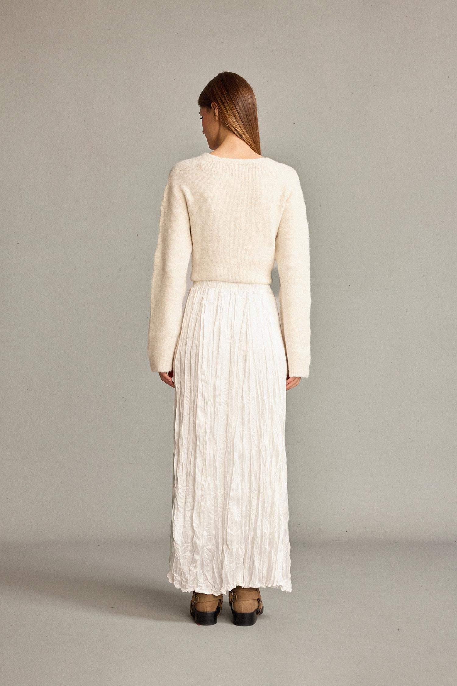 Relax Fit Beli Lastikli Saten Maxi Etek