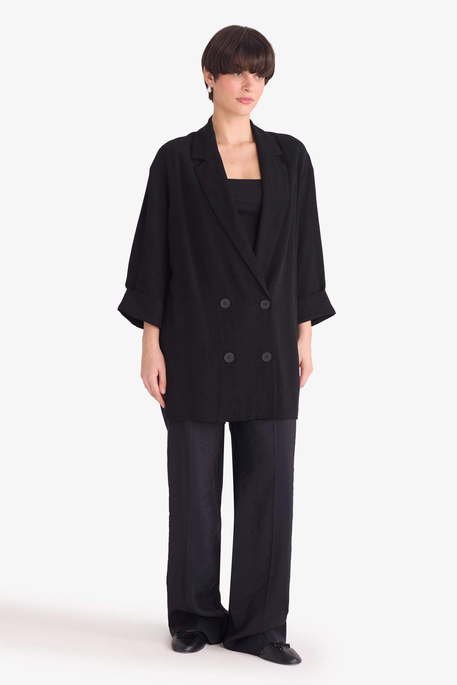 Regular Fit Jacket Collar Cotton Blazer