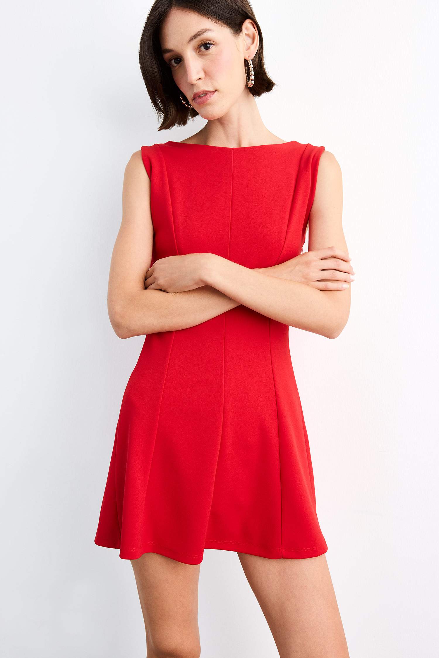 فستان قصير كت قماش سكوبا