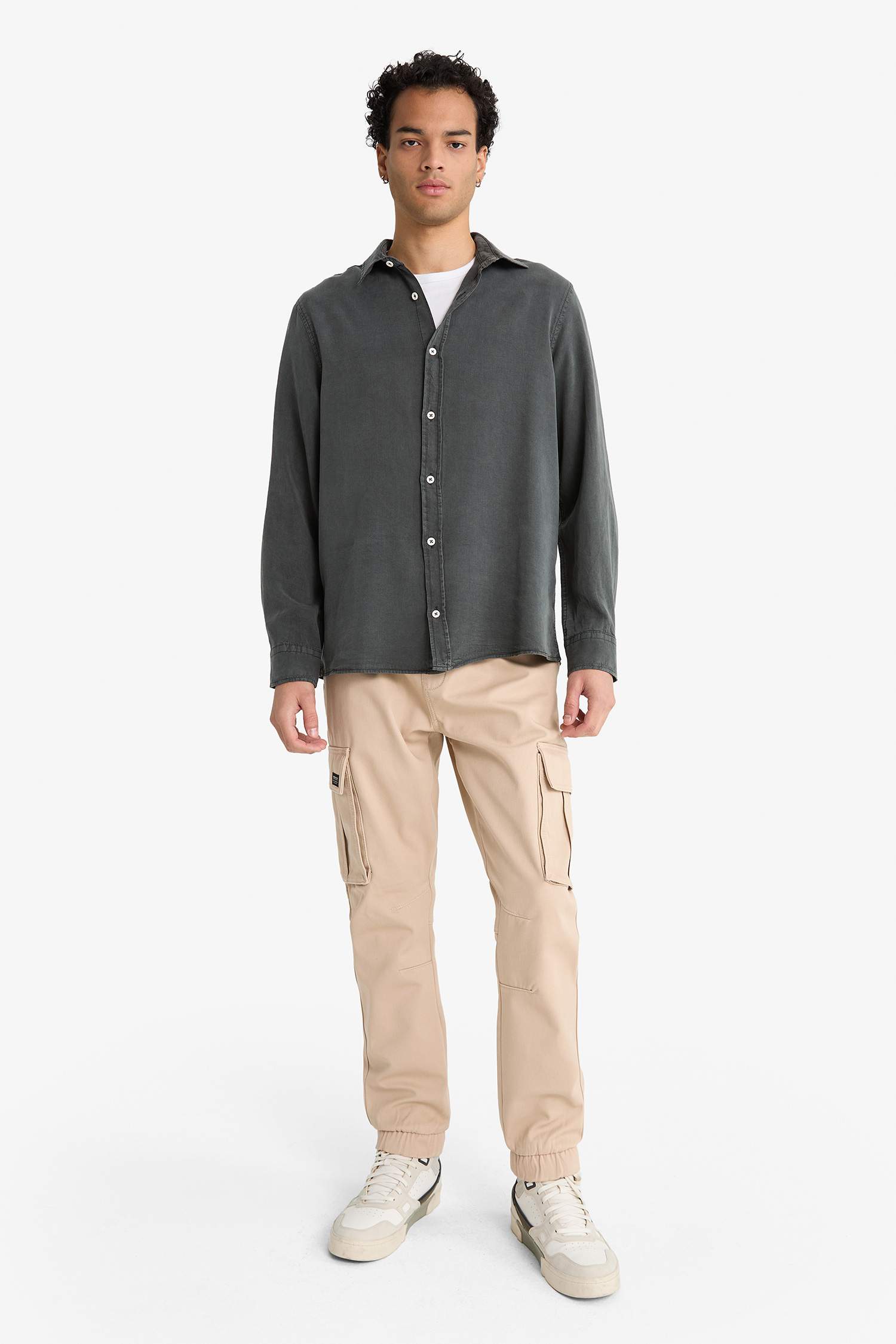 Regular Fit Tensel Uzun Kollu Gömlek