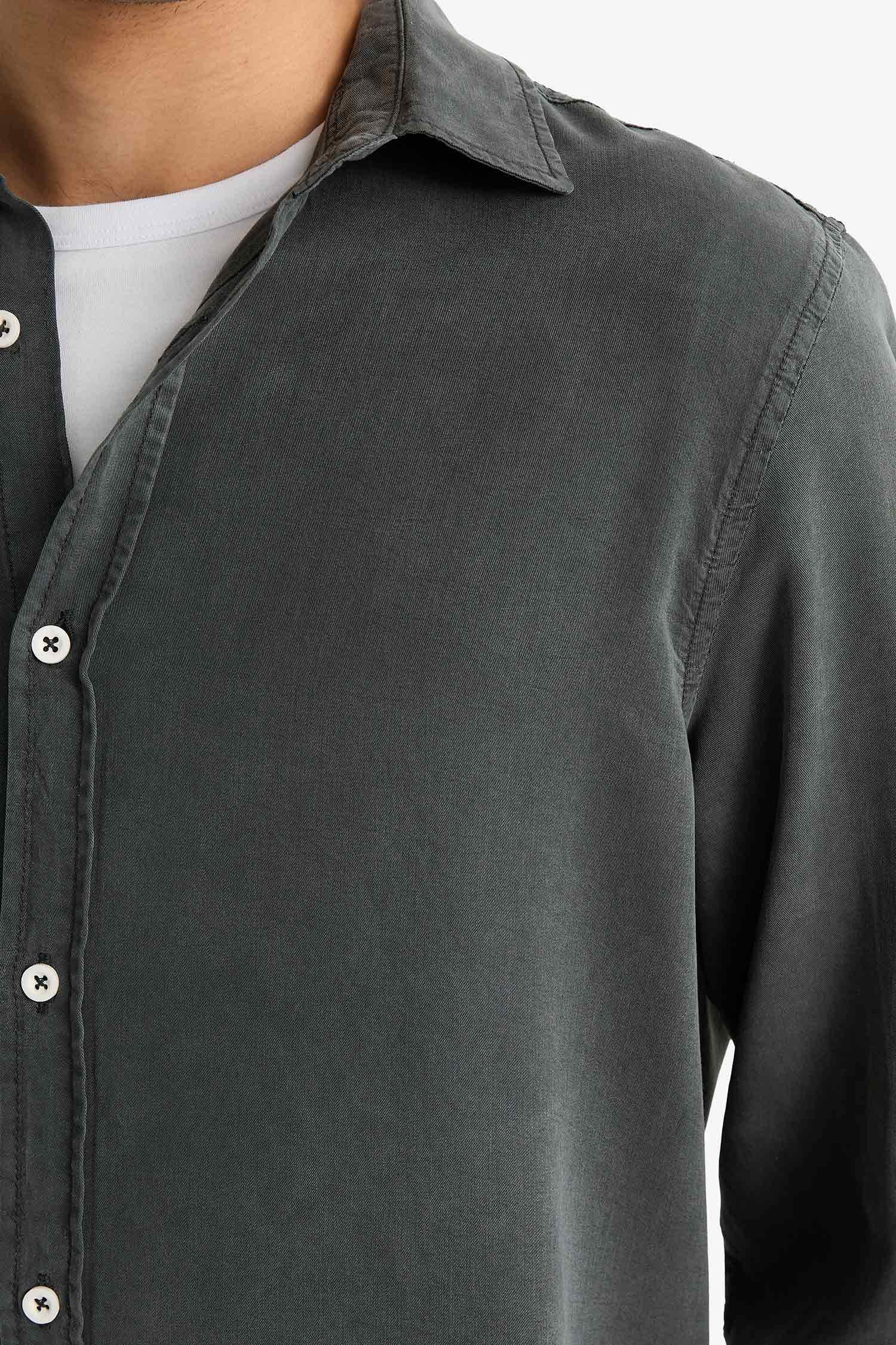 Regular Fit Tensel Uzun Kollu Gömlek