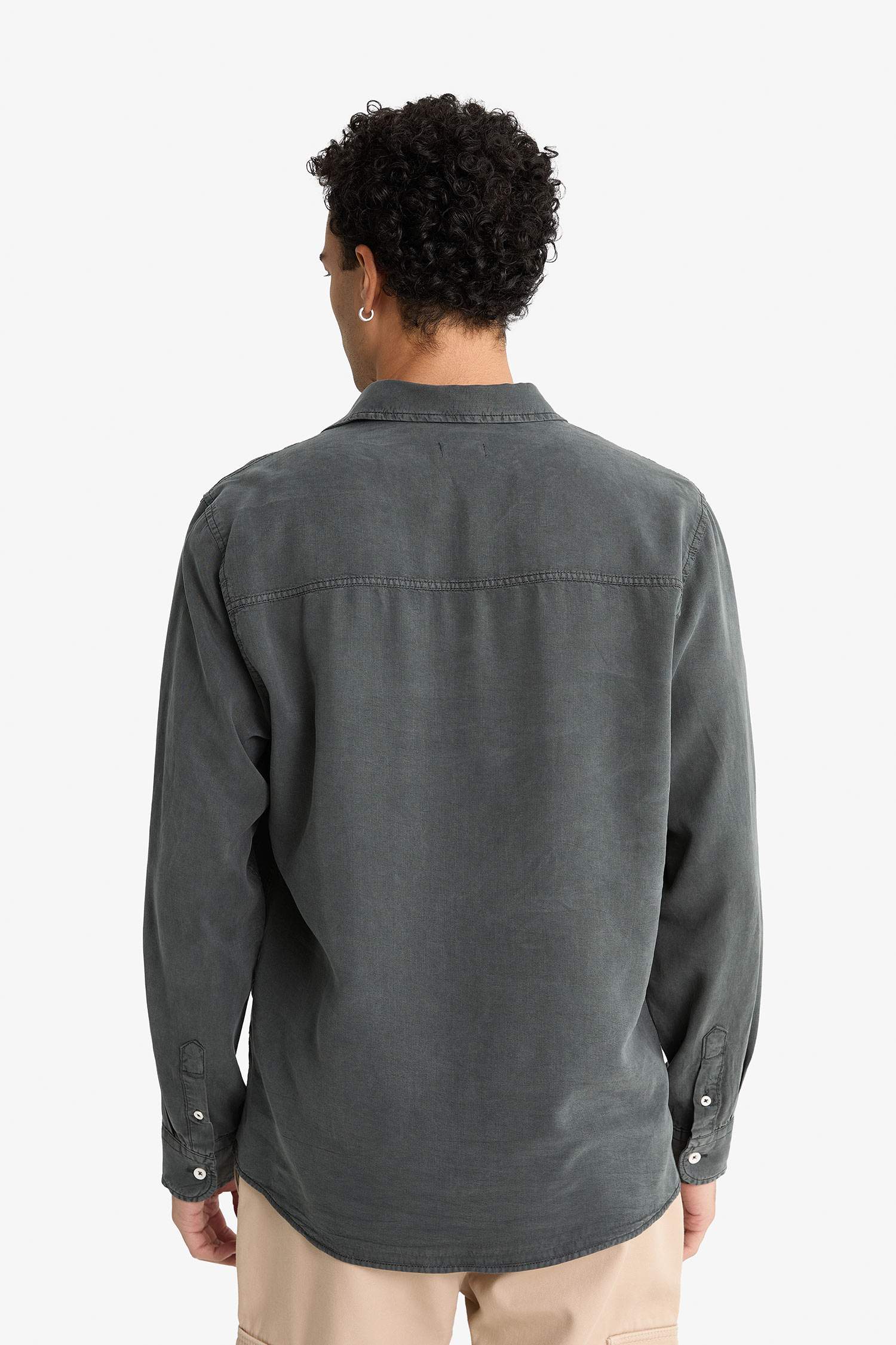 Regular Fit Tensel Uzun Kollu Gömlek