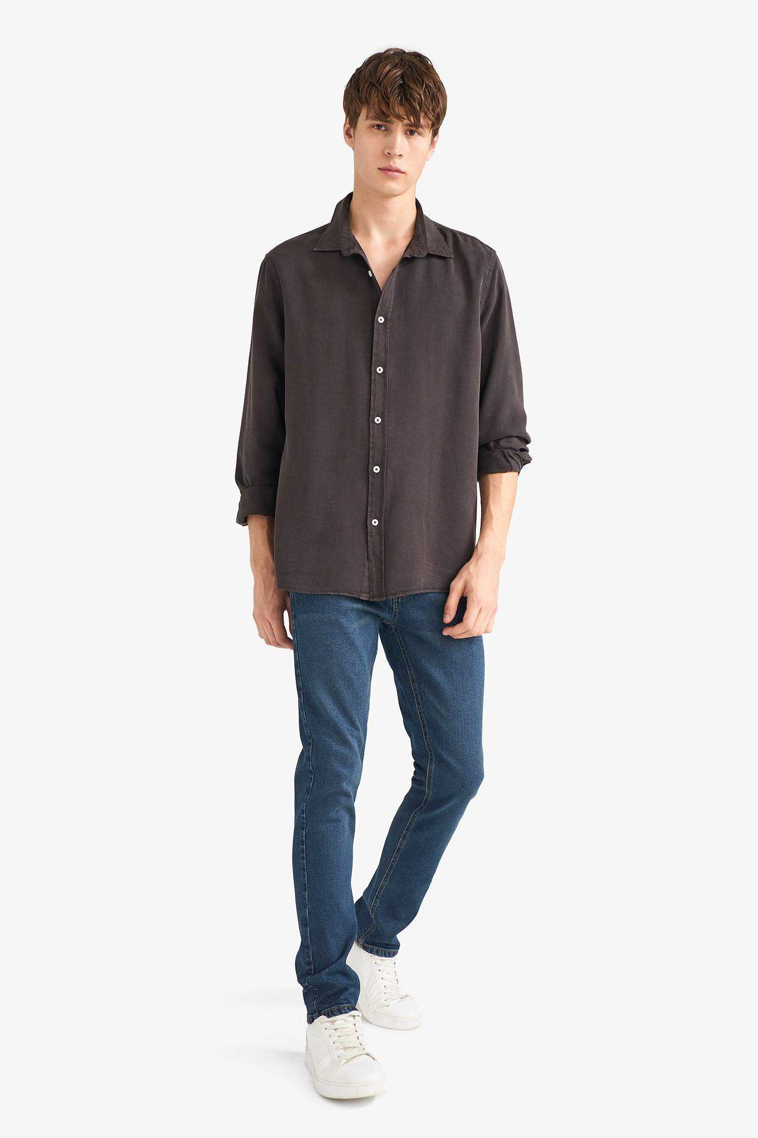 Chemise en sergé à manches longues Coupe régulière