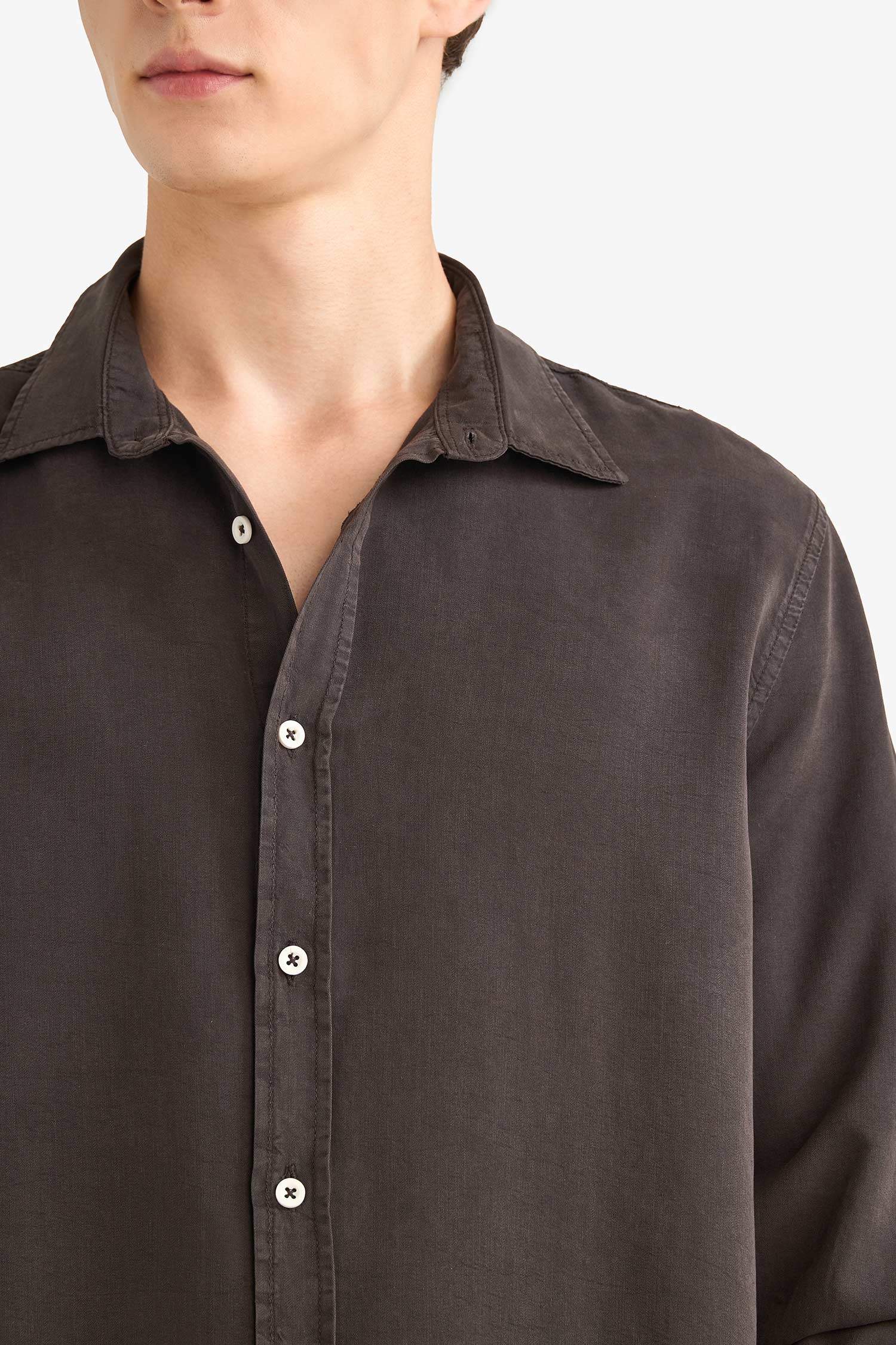 Chemise en sergé à manches longues Coupe régulière