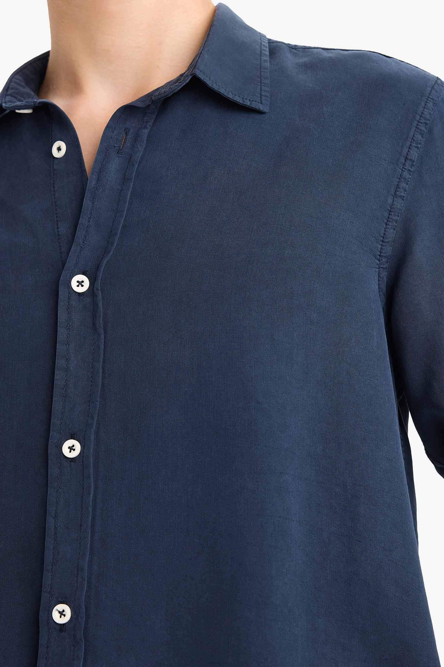 Regular Fit Tensel Uzun Kollu Gömlek