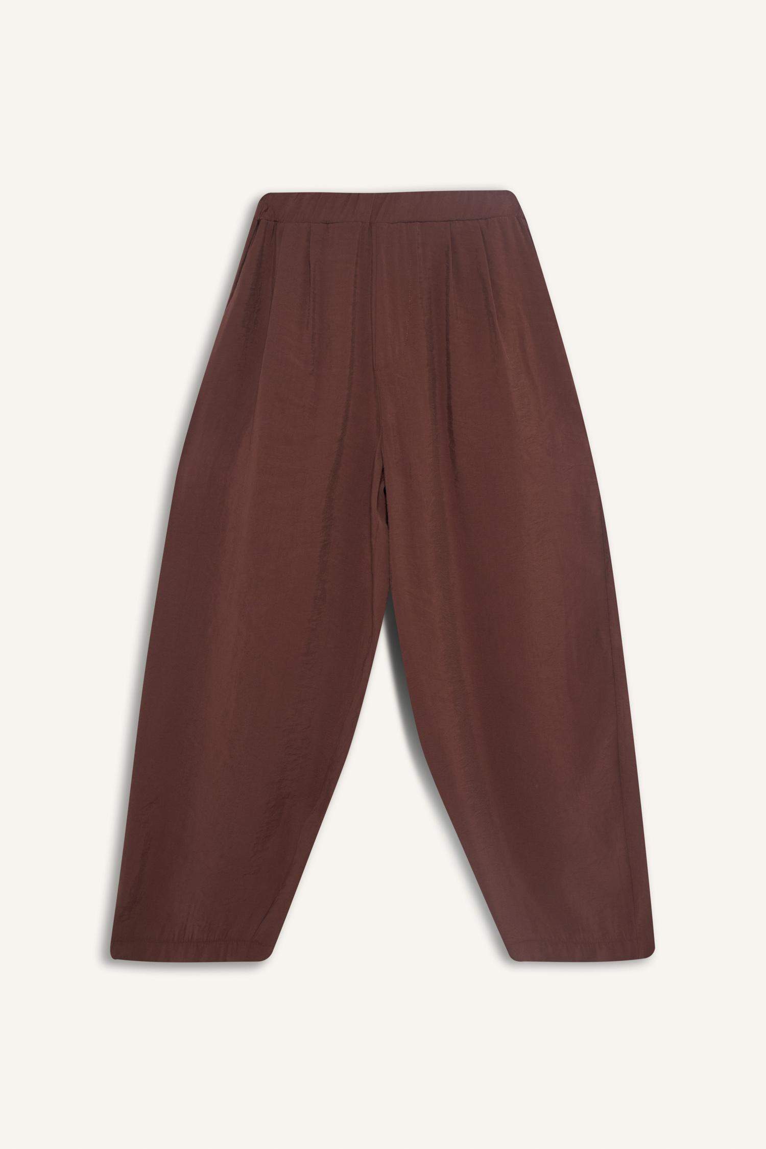 Relax Fit Beli Lastikli Düz Paça Bilek Boy Pantolon