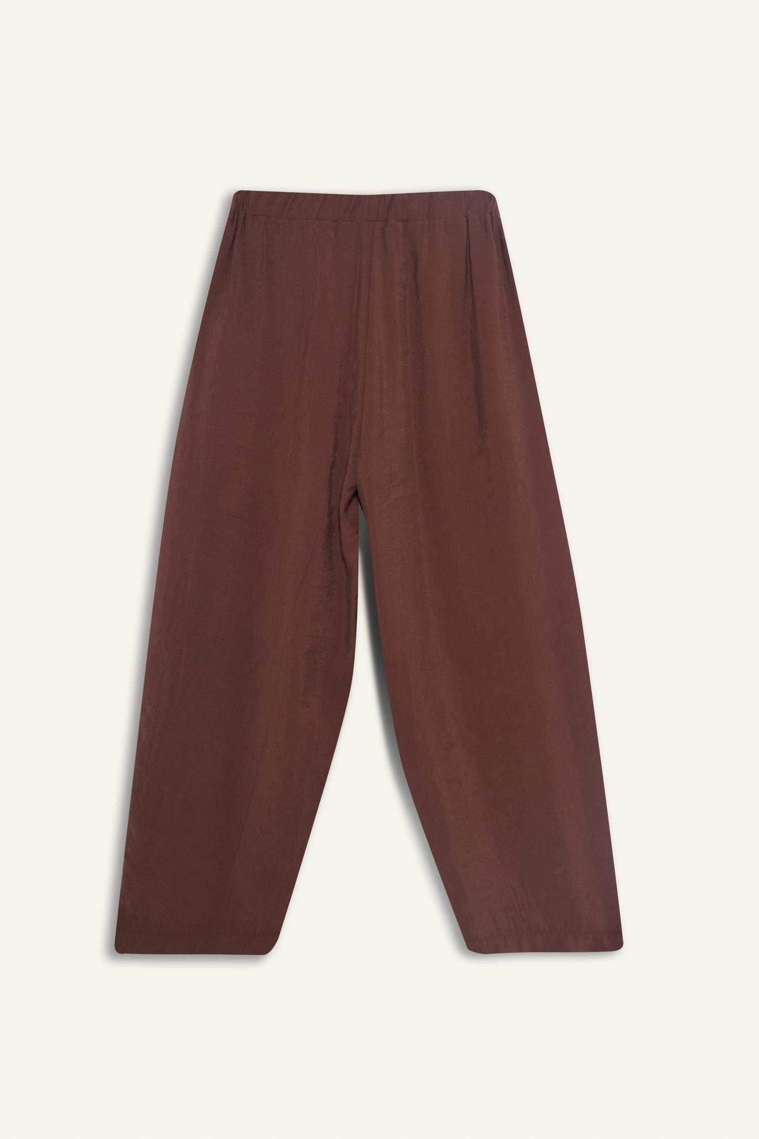 Relax Fit Beli Lastikli Düz Paça Bilek Boy Pantolon