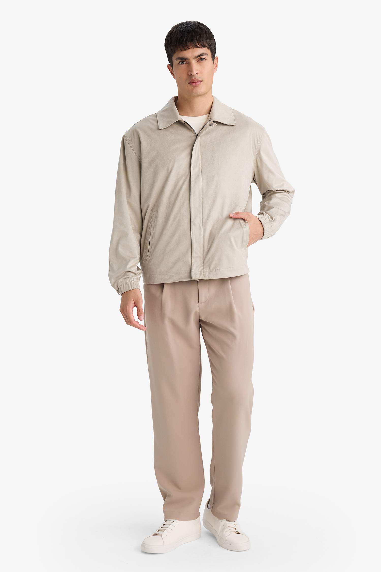 Slım Fıt Dar Kesim Polo Yaka Fermuarlı Mont