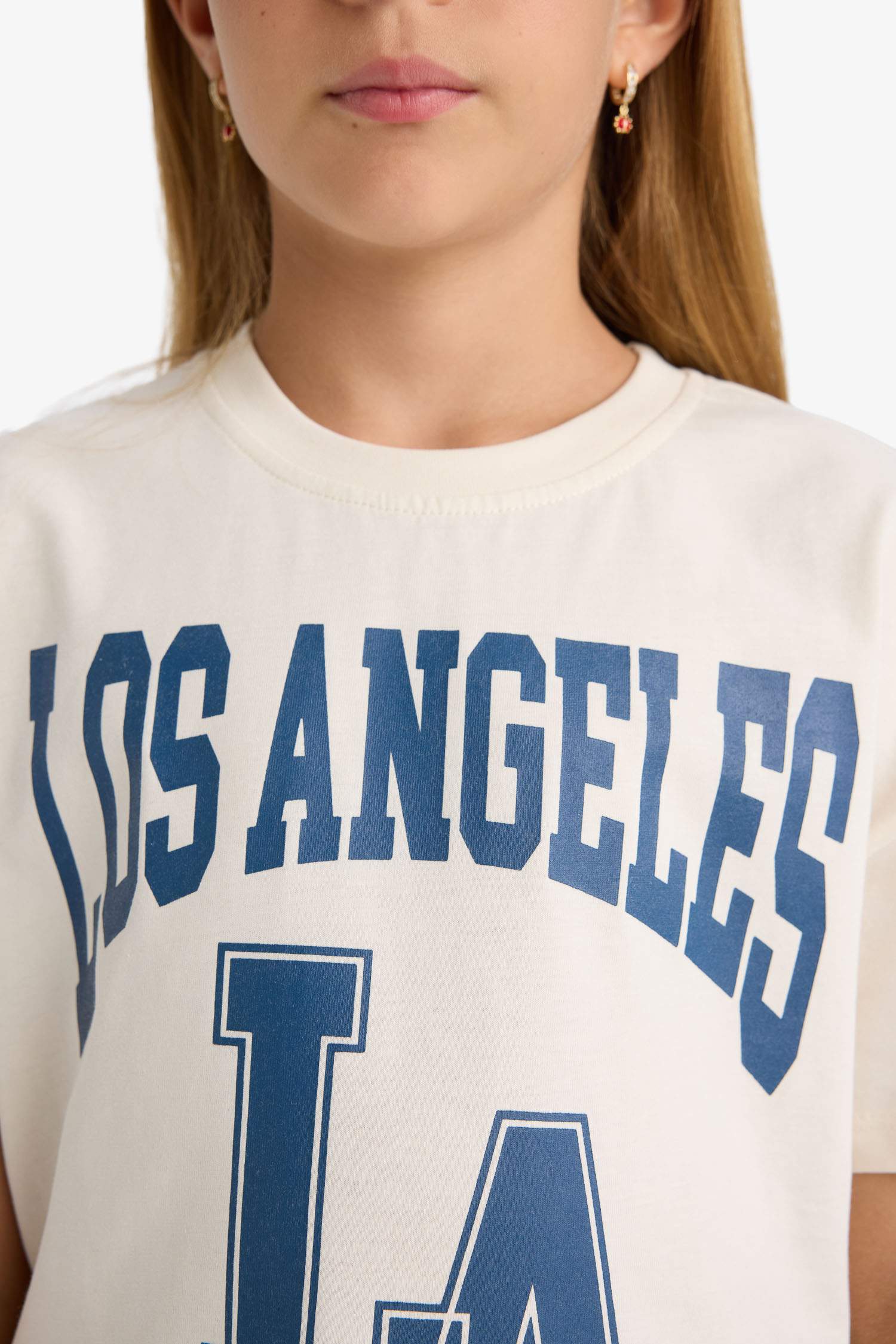 T-shirt imprimé à col rond et manches courtes Coupe décontractée pou fille