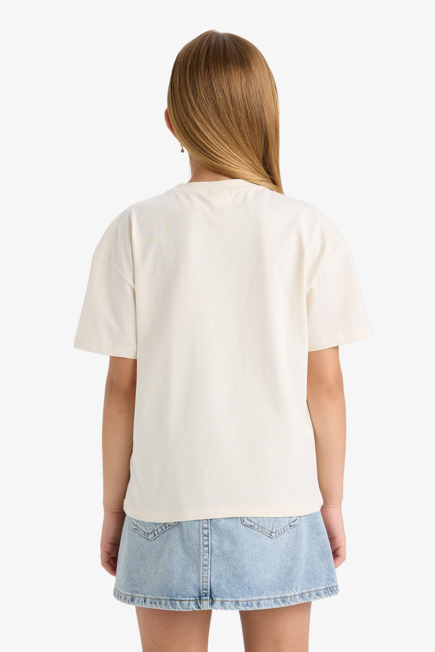 T-shirt imprimé à col rond et manches courtes Coupe décontractée pou fille