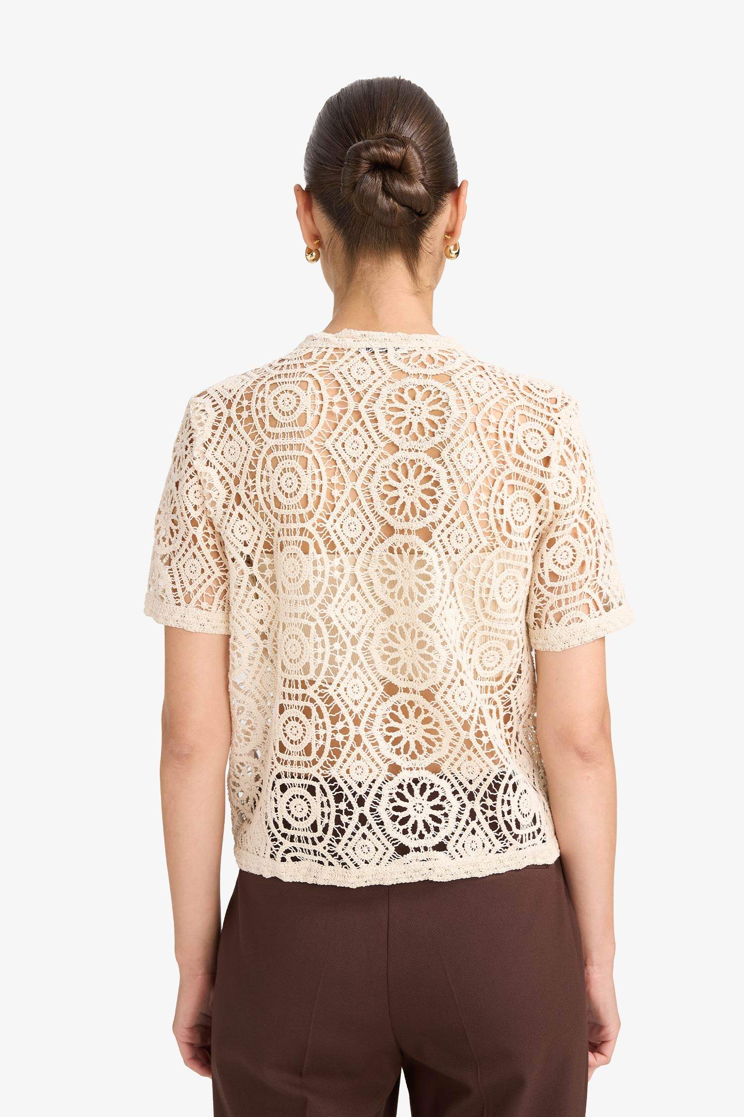 Regular Fit Crew Neck Embroidered Cardigan