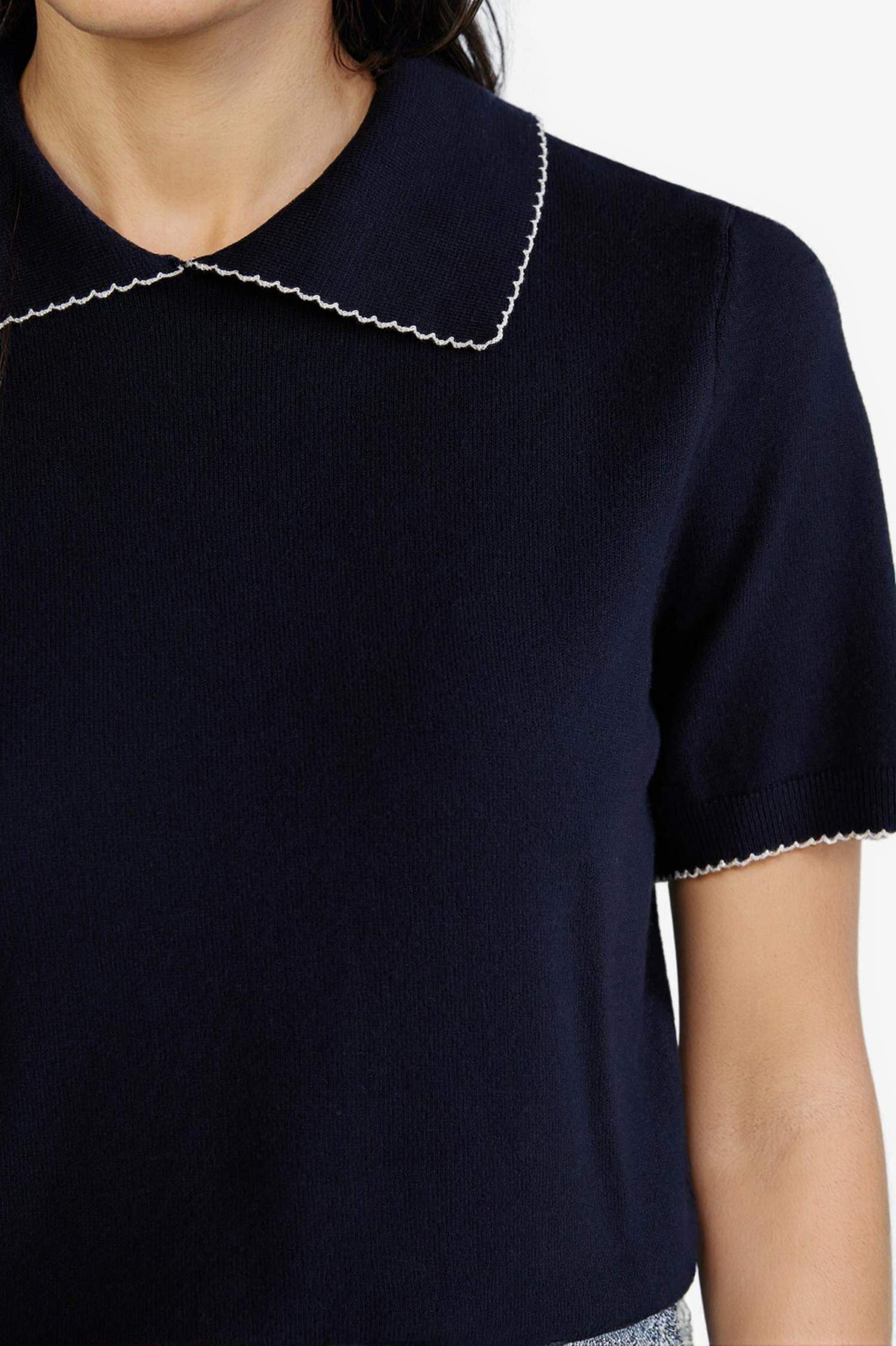 Regular Fit Polo Yaka Kısa Kollu Triko Kazak