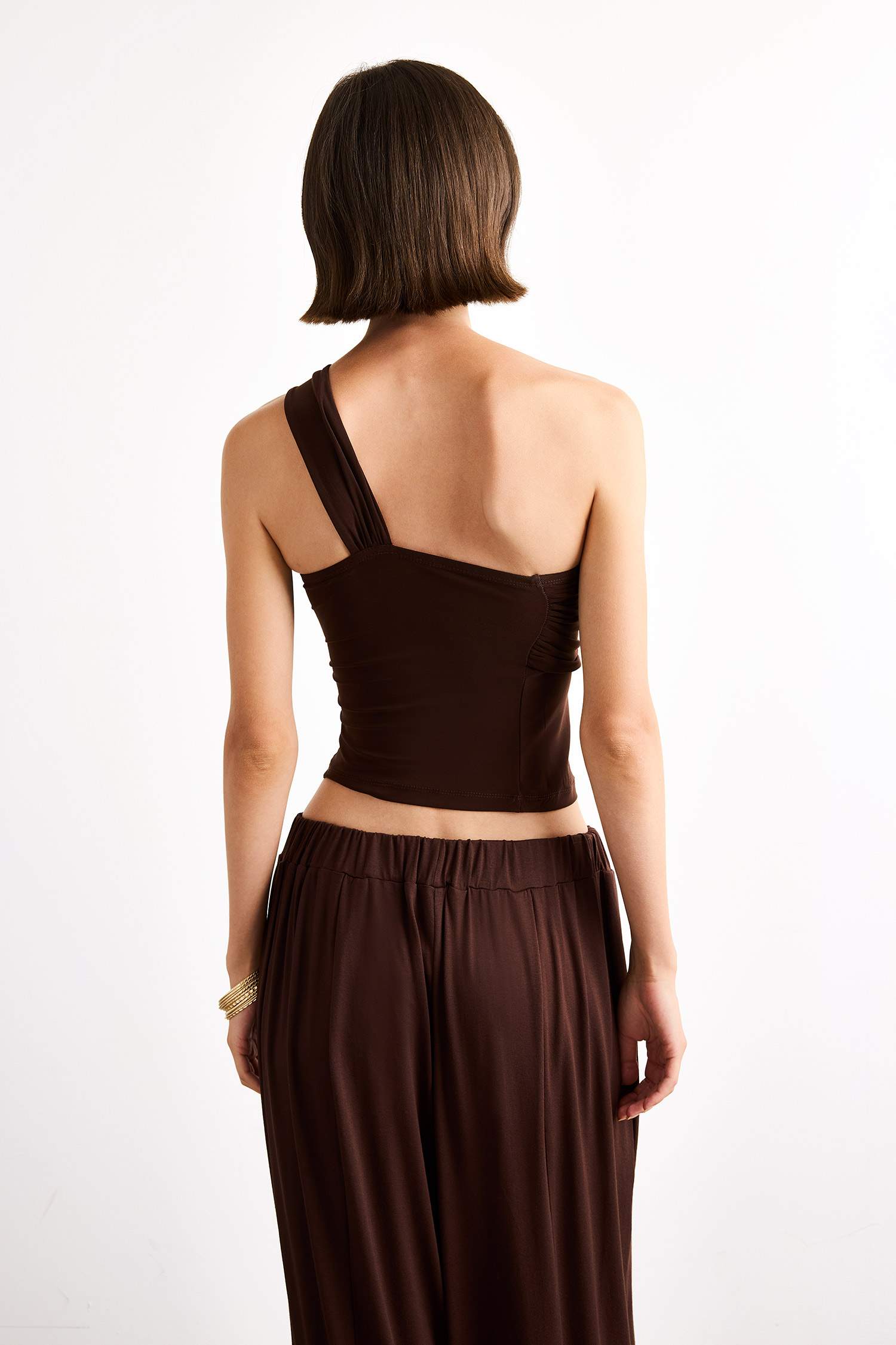 Tek Omuzlu Kalp Yaka Bluz