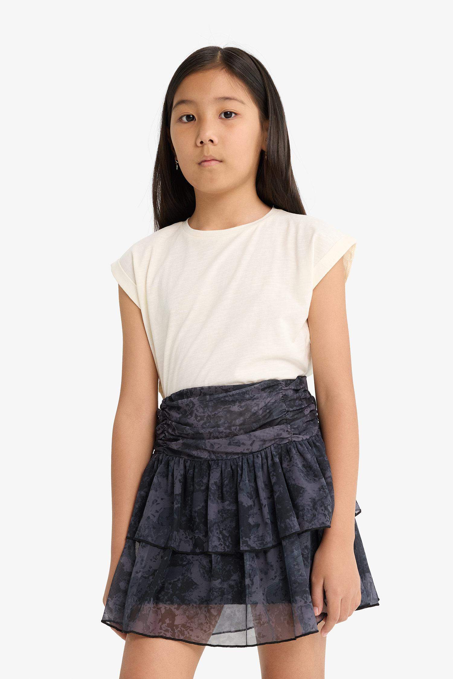 Girl Elastic Waist Layered Tulle Skirt
