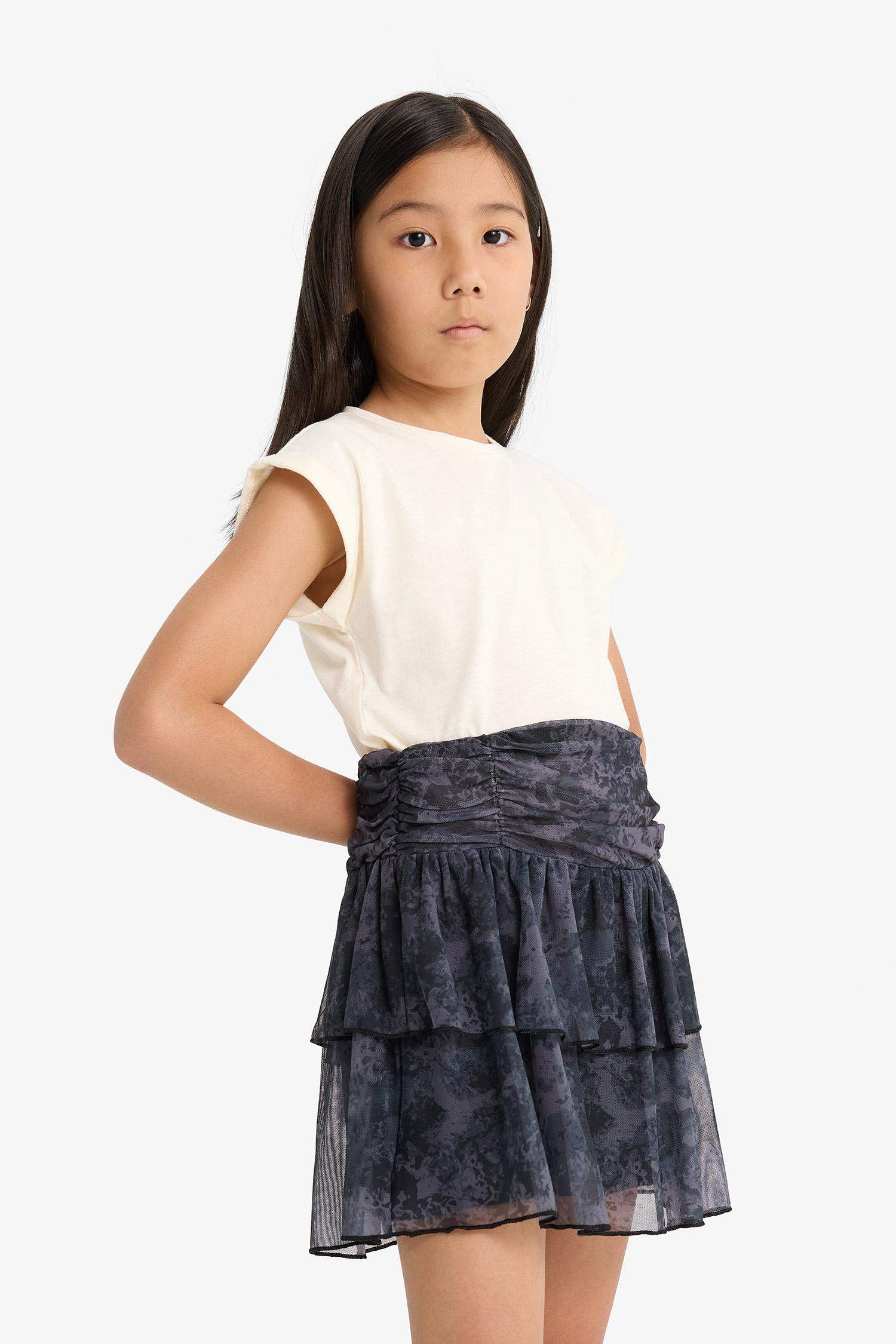 Girl Elastic Waist Layered Tulle Skirt