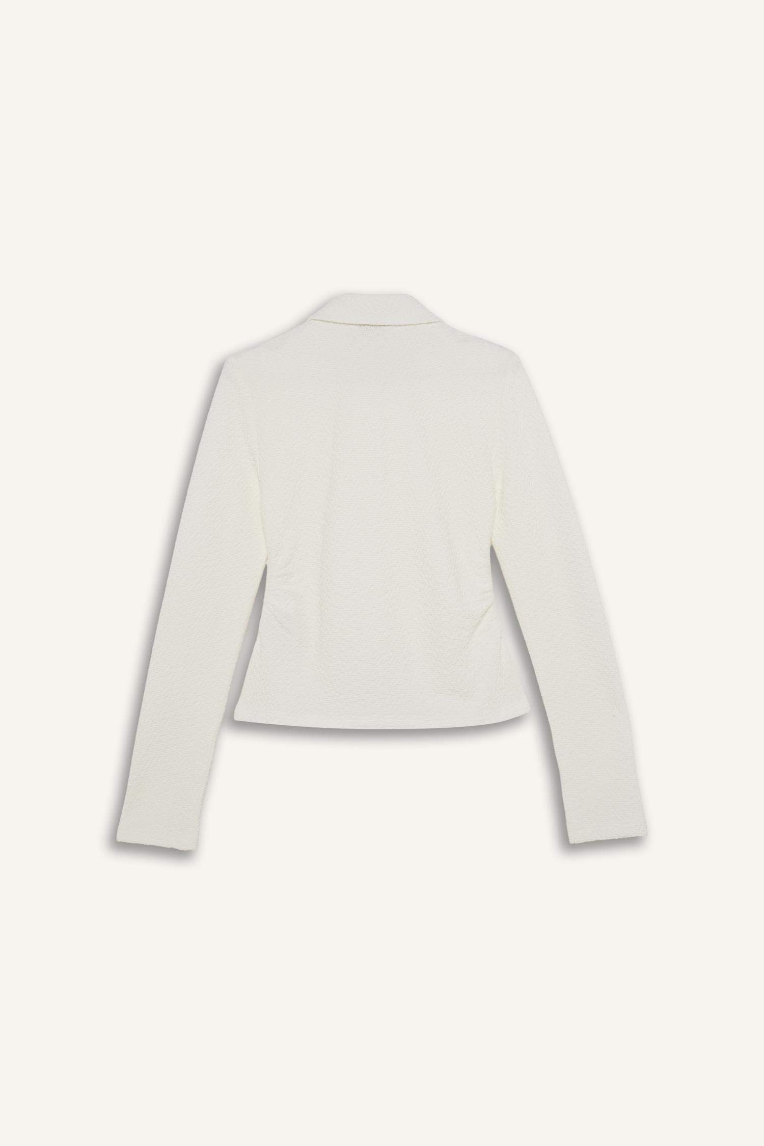 قميص كم طويل القماش المنسوج سليم فيت بياقة قميص