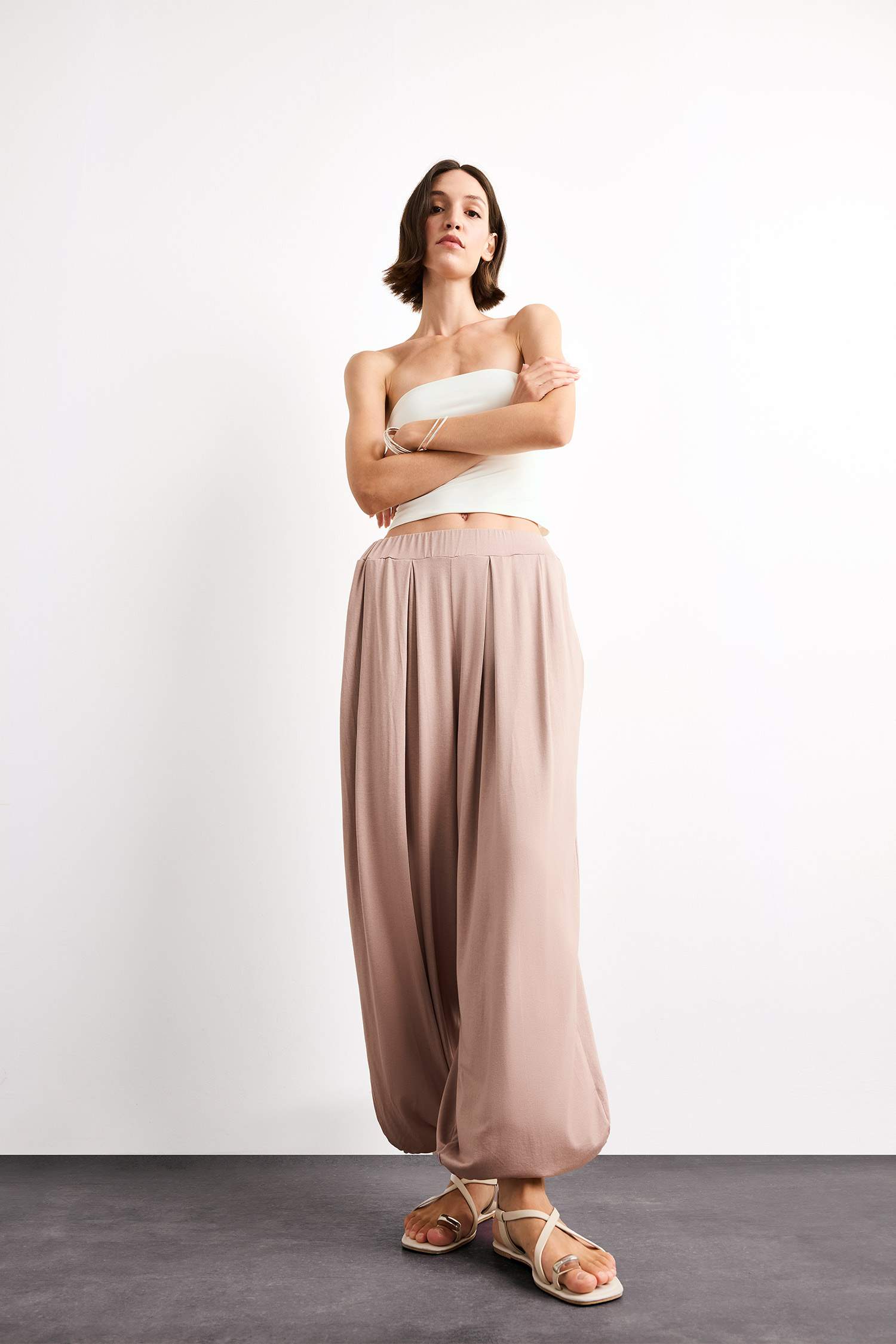 Baggy Fit Normal Bel Jogger Paça Bilek Boy Modal Pantolon