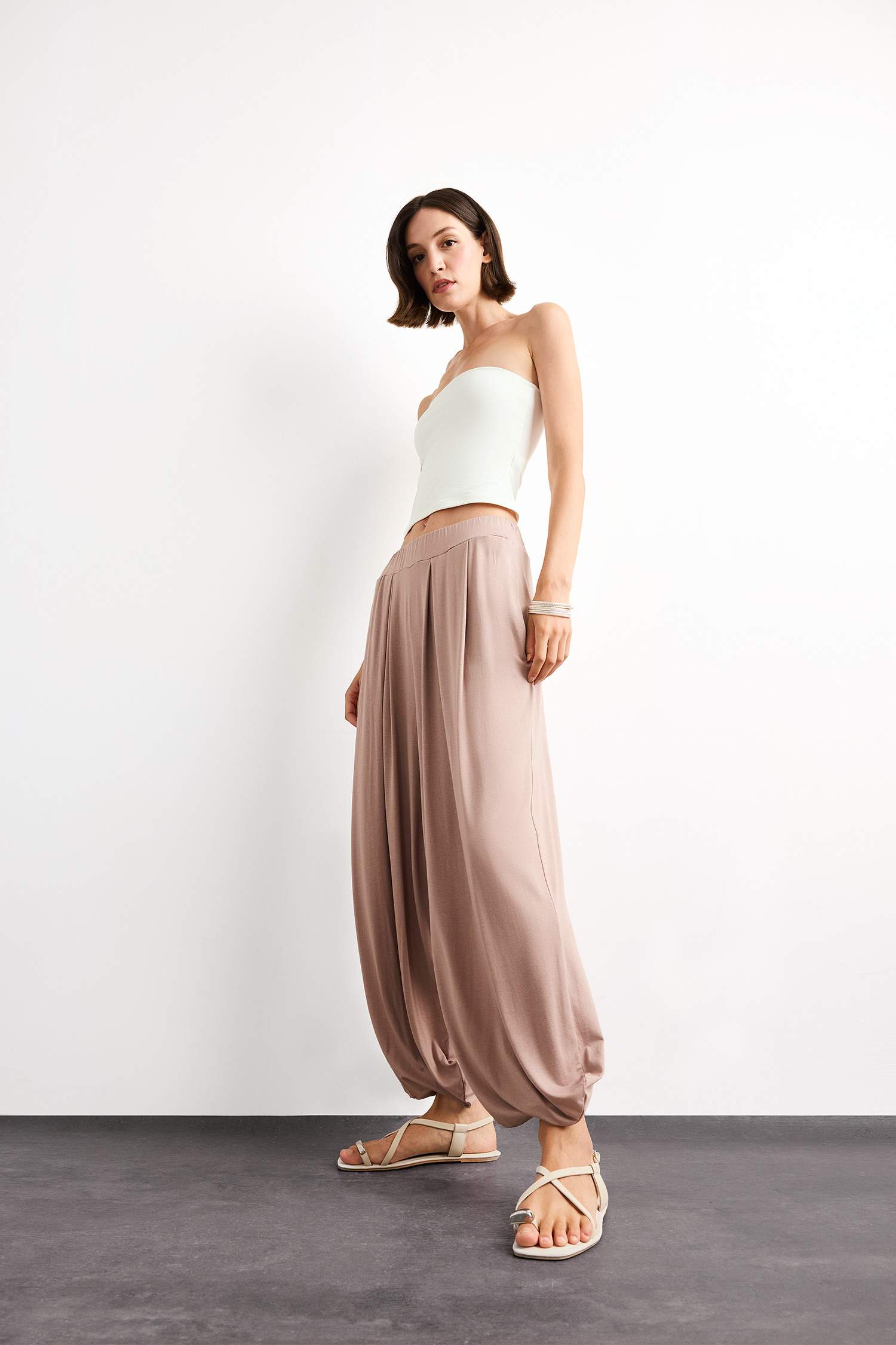 Baggy Fit Normal Bel Jogger Paça Bilek Boy Modal Pantolon