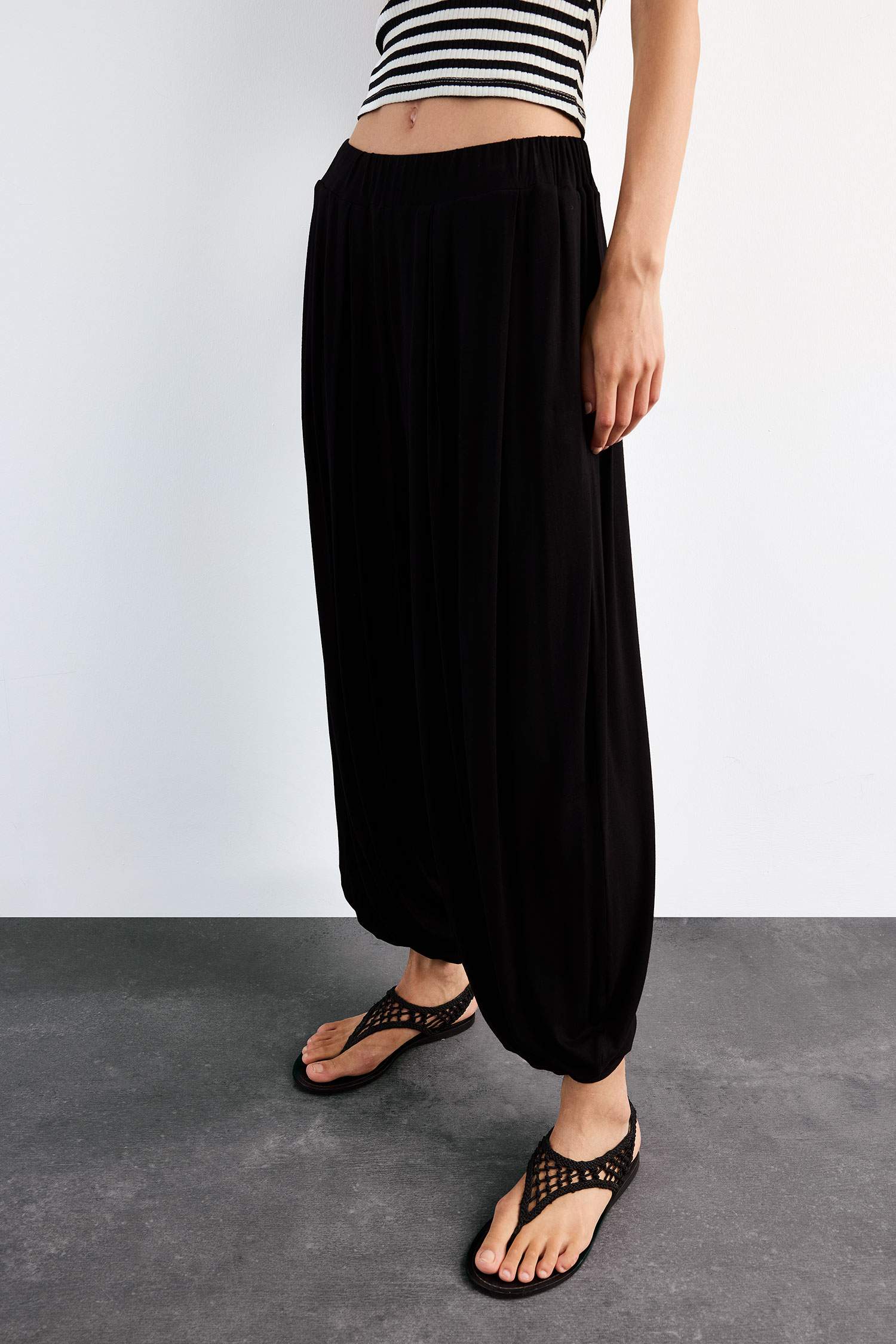 Baggy Fit Normal Bel Jogger Paça Bilek Boy Modal Pantolon